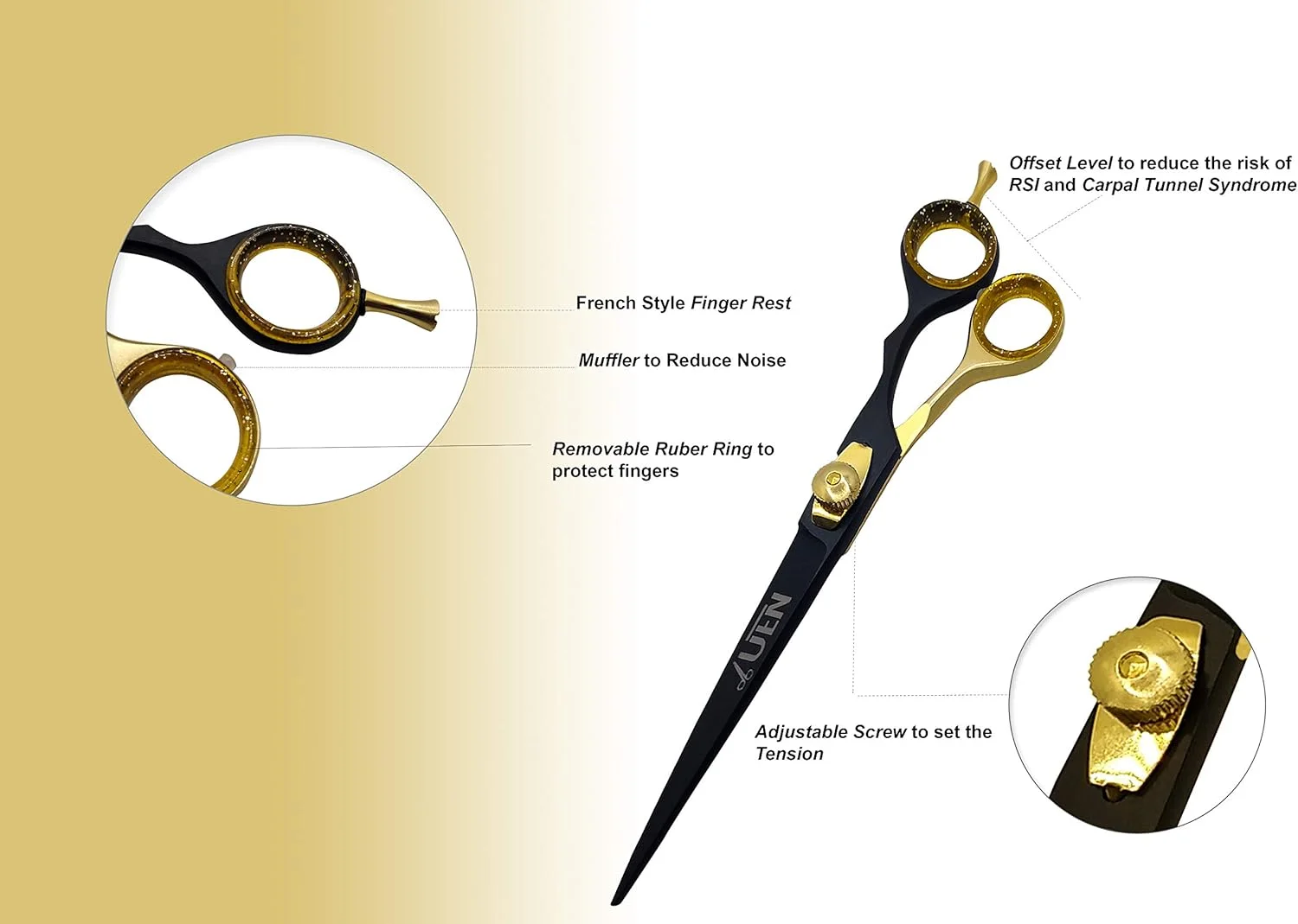 ست قیچی آرایشگری حرفه ای UEN / کیت آرایشگری با قیچی های صاف و اره ای، شانه، تیغ صاف و موچین / فولاد ضد زنگ ژاپنی / برای مردان، زنان، کودکان، آرایشگر، سالن، خانه ست قیچی آرایشگری حرفه ای UEN / کیت آرایشگری با قیچی های صاف و اره ای، شانه، تیغ صاف و موچین / فولاد ضد زنگ ژاپنی / برای مردان، زنان، کودکان، آرایشگر، سالن، خانه