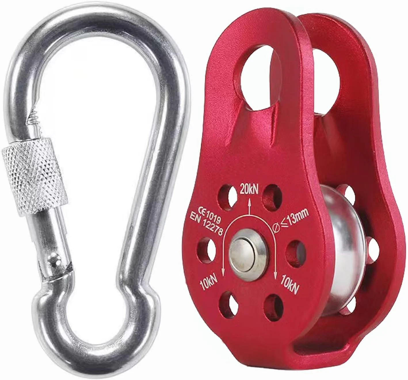 قرقره ستاره ترد قرقره آلومینیومی سنگین وظیفه برای طناب تکی 12 میلی متری صعود (1، قرمز-D)