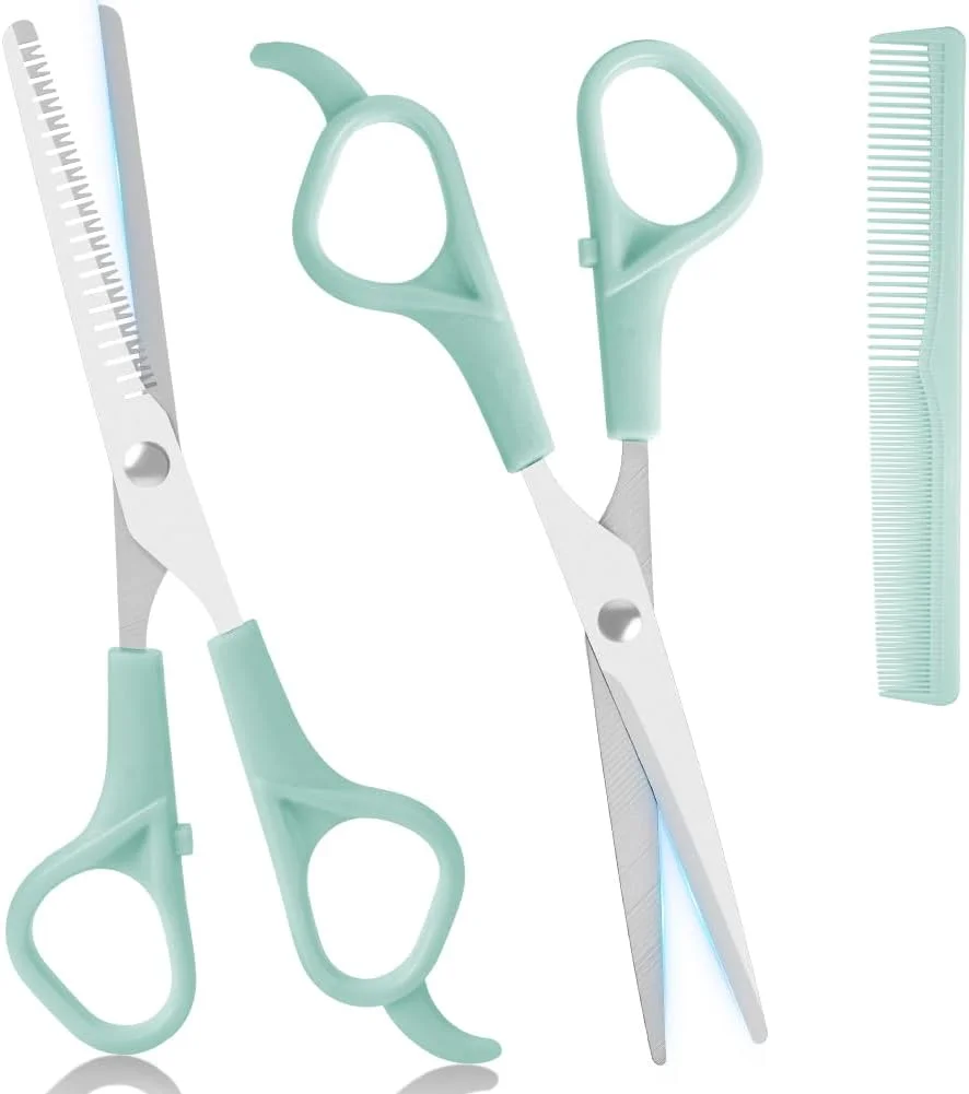 قیچی آرایشگری LOPHE، ست قیچی آرایشگری 3 تکه، قیچی پیتاژ به همراه شانه، قیچی آرایشگری برای قیچی ریش، قیچی مو، آرایشگاه در خانه، آبی قیچی آرایشگری LOPHE، ست قیچی آرایشگری 3 تکه، قیچی پیتاژ به همراه شانه، قیچی آرایشگری برای قیچی ریش، قیچی مو، آرایشگاه در خانه، آبی