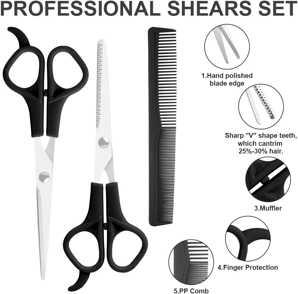 قیچی آرایشگری LOPHE، ست قیچی آرایشگری 3 تکه، قیچی پیتاژ به همراه شانه، قیچی آرایشگری برای قیچی ریش، قیچی مو، آرایشگاه در خانه، مشکی قیچی آرایشگری LOPHE، ست قیچی آرایشگری 3 تکه، قیچی پیتاژ به همراه شانه، قیچی آرایشگری برای قیچی ریش، قیچی مو، آرایشگاه در خانه، مشکی