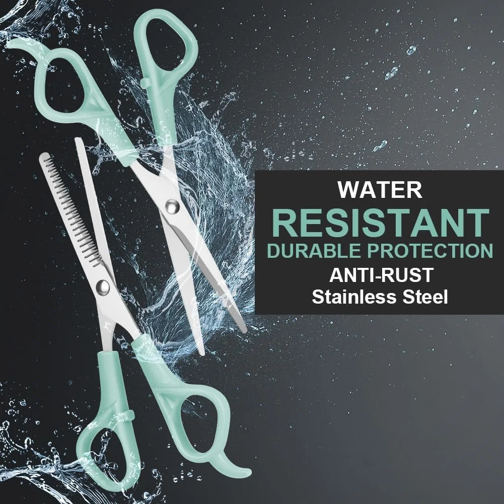 قیچی آرایشگری LOPHE، ست قیچی آرایشگری 3 تکه، قیچی پیتاژ به همراه شانه، قیچی آرایشگری برای ریش، قیچی مو، آرایشگاه در خانه، آبی قیچی آرایشگری LOPHE، ست قیچی آرایشگری 3 تکه، قیچی پیتاژ به همراه شانه، قیچی آرایشگری برای ریش، قیچی مو، آرایشگاه در خانه، آبی