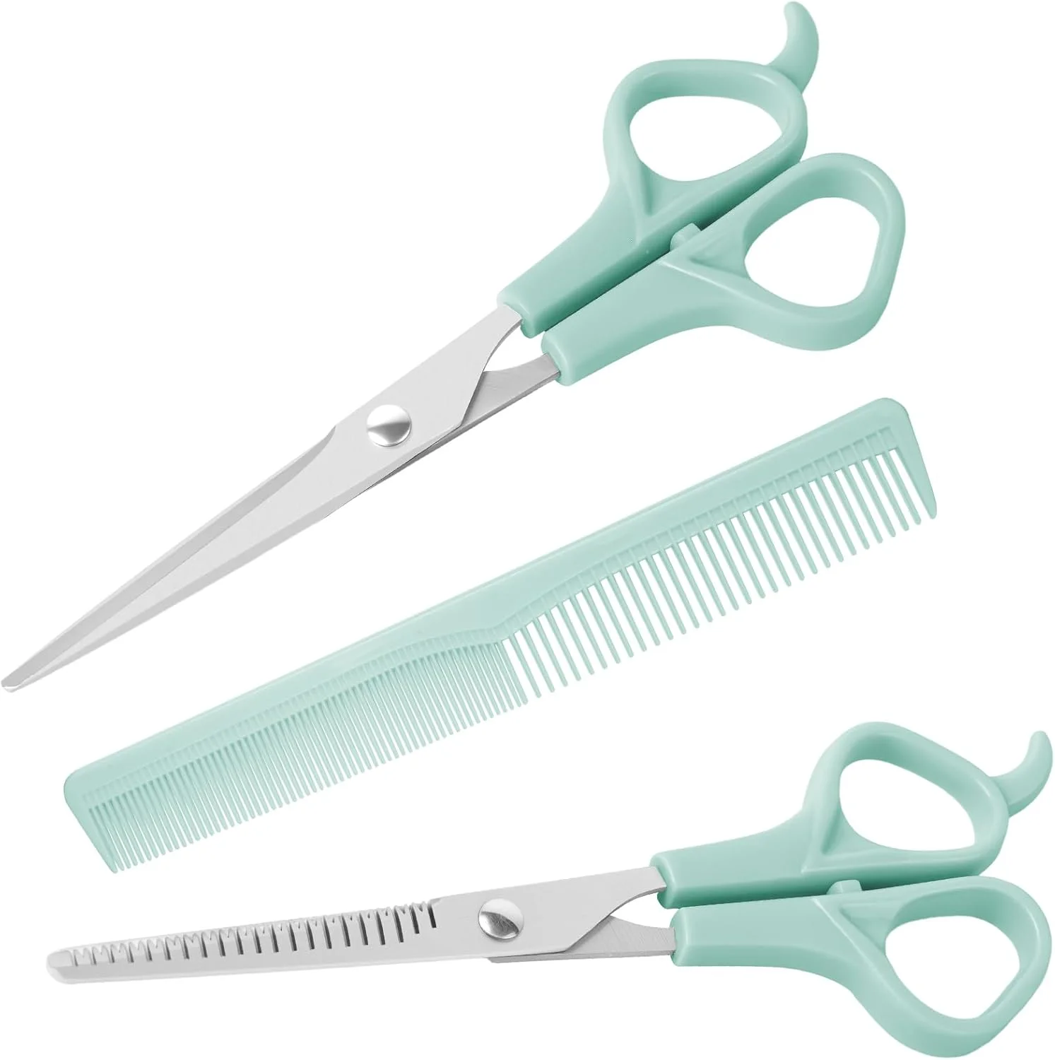 قیچی آرایشگری LOPHE، ست قیچی آرایشگری 3 تکه، قیچی پیتاژ به همراه شانه، قیچی آرایشگری برای ریش، قیچی مو، آرایشگاه در خانه، آبی قیچی آرایشگری LOPHE، ست قیچی آرایشگری 3 تکه، قیچی پیتاژ به همراه شانه، قیچی آرایشگری برای ریش، قیچی مو، آرایشگاه در خانه، آبی