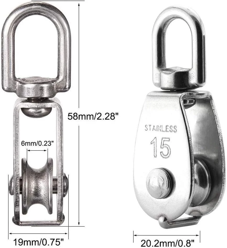 قرقره تکی M15 Vinayakart، قرقره گردان استیل ضد زنگ 304، چرخ بالابر سیم بکسل ثابت، بلوک قرقره تکی 15 میلی متری برای ظرفیت بارگیری 35 کیلوگرم، نقره ای قرقره تکی M15 Vinayakart، قرقره گردان استیل ضد زنگ 304، چرخ بالابر سیم بکسل ثابت، بلوک قرقره تکی 15 میلی متری برای ظرفیت بارگیری 35 کیلوگرم، نقره ای