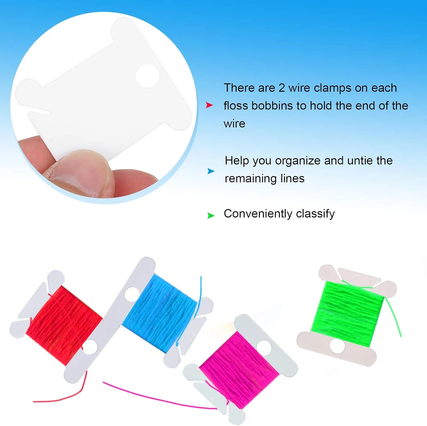ارگانایزر نخ دندان قرقره گلدوزی، شبکه های تقسیم شده 120 عددی تخته سیم پیچ بخیه متقاطع گیره های سیم بادوام برای بافتنی برای ابزار خیاطی