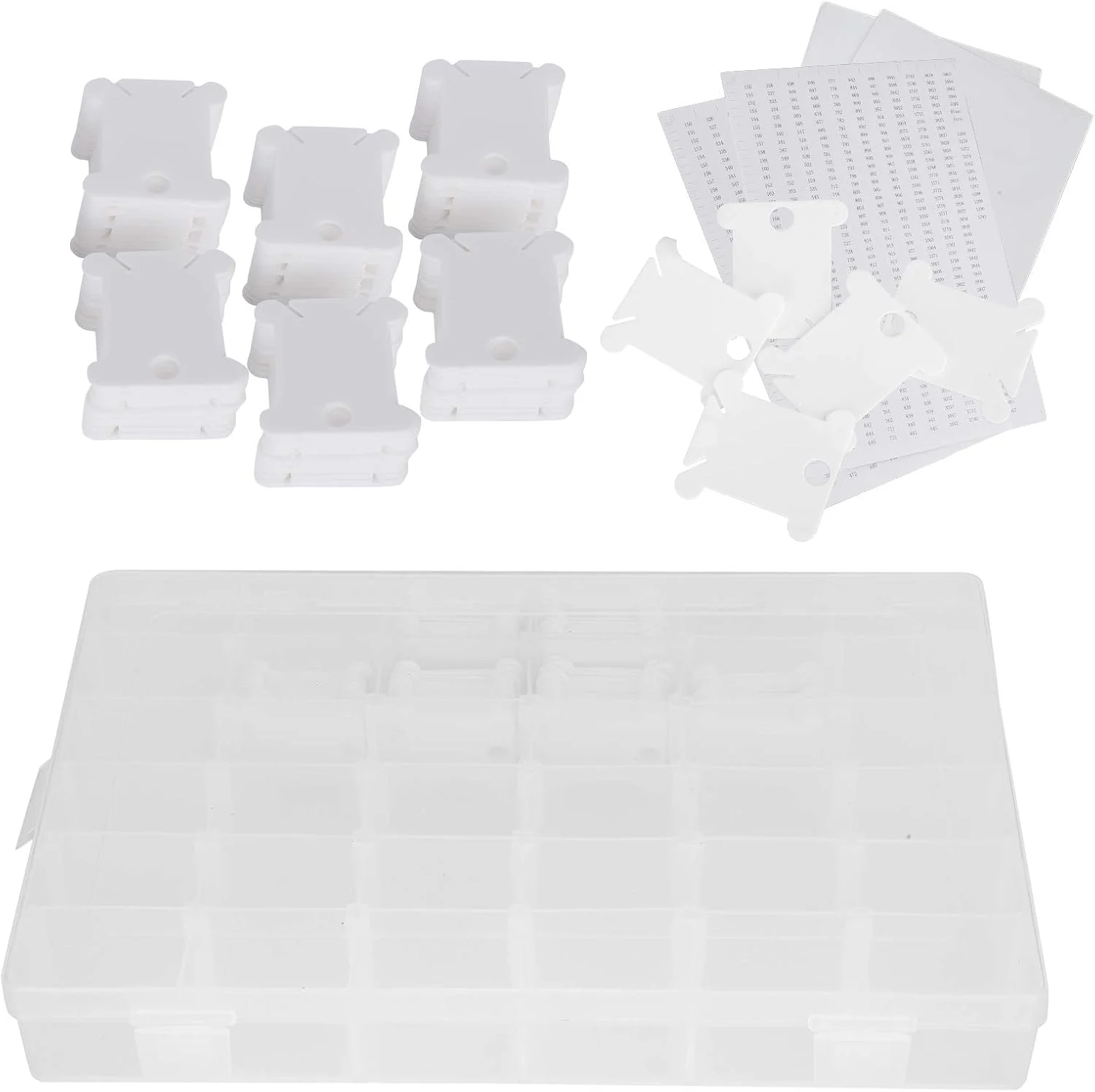 ارگانایزر نخ دندان قرقره گلدوزی، شبکه های تقسیم شده 120 عددی تخته سیم پیچ بخیه متقاطع گیره های سیم بادوام برای بافتنی برای ابزار خیاطی