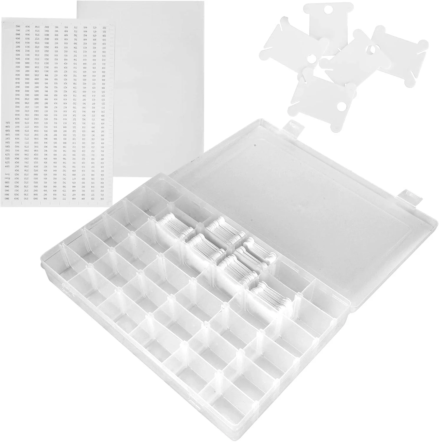 ارگانایزر نخ دندان قرقره گلدوزی، شبکه های تقسیم شده 120 عددی تخته سیم پیچ بخیه متقاطع گیره های سیم بادوام برای بافتنی برای ابزار خیاطی