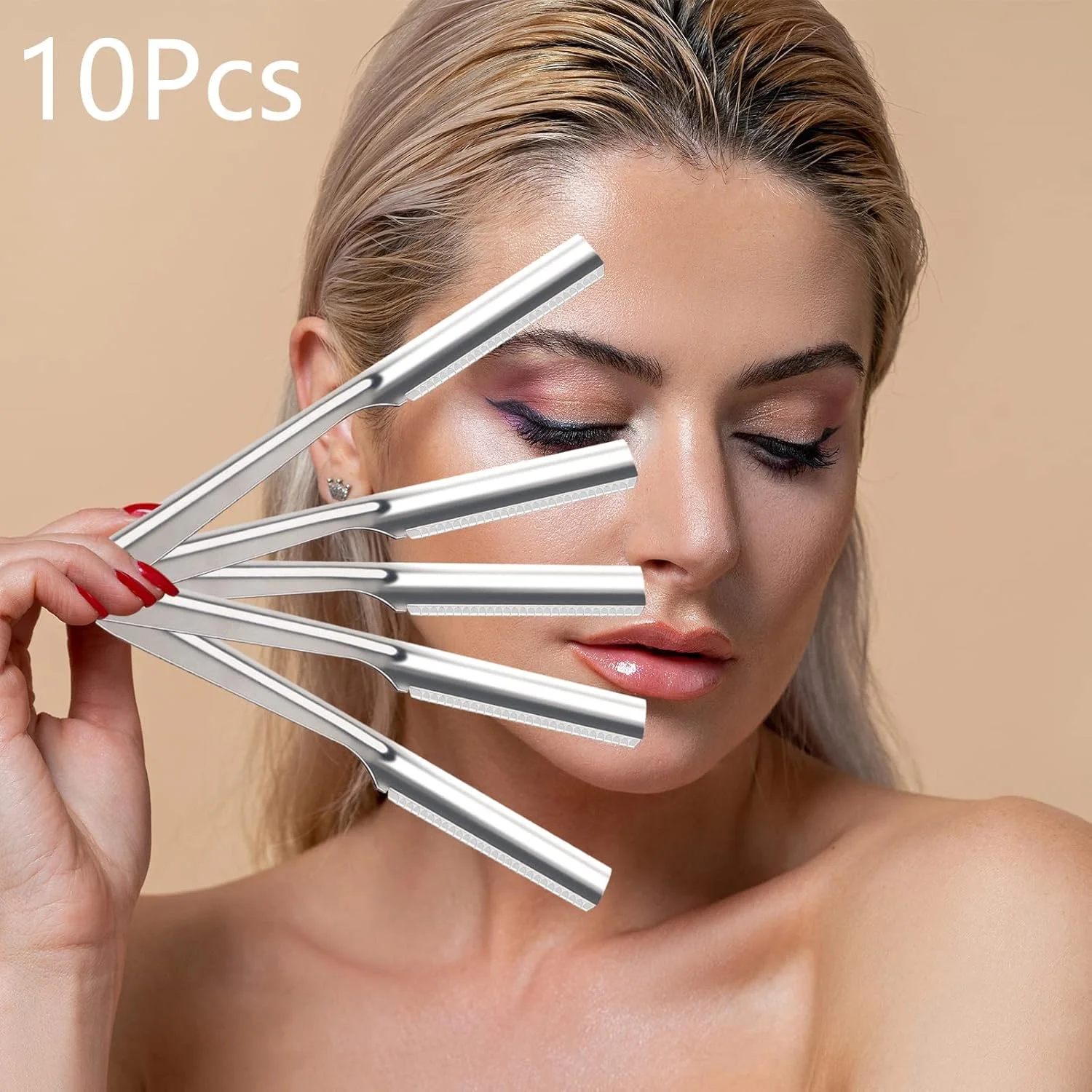 تیغ ابرو زنانه 10 عددی، تیغ درماپلین برای از بین بردن موهای زائد صورت، اصلاح کننده ابرو، کمک به صاف شدن پوست، استیل ضد زنگ نقره ای تیغ ابرو زنانه 10 عددی، تیغ درماپلین برای از بین بردن موهای زائد صورت، اصلاح کننده ابرو، کمک به صاف شدن پوست، استیل ضد زنگ نقره ای