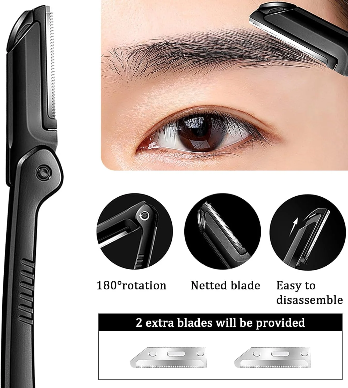 ست ابرو BIGTHREE، ست 11 تکه برای حالت دادن به ابرو، ست قیچی ابرو، شامل تیغ صورت، موچین، قیچی، شانه، تریمر، برس، ست ابزار آرایشی برای آقایان و بانوان (مشکی)