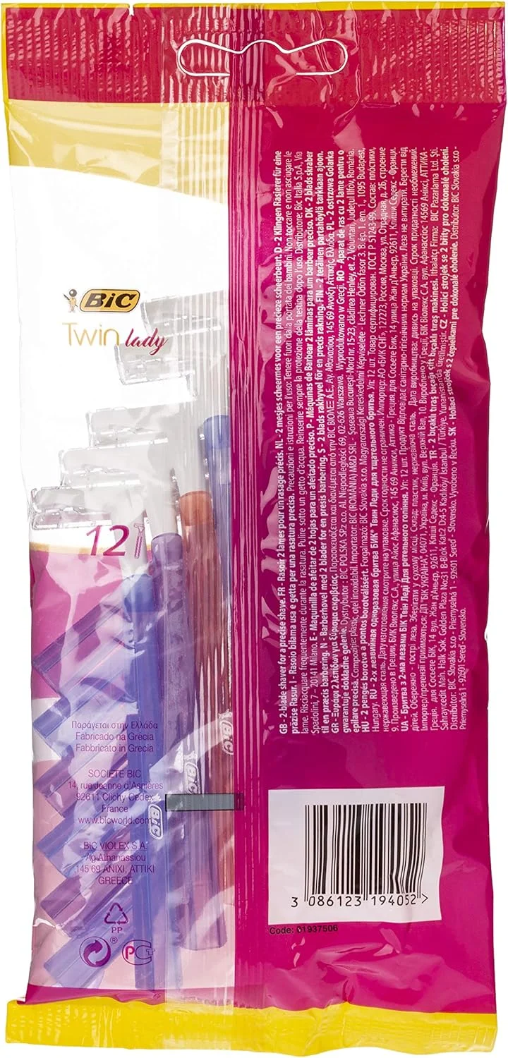 خودتراش دو لبه بیک مخصوص بانوان - بسته 12 عددی