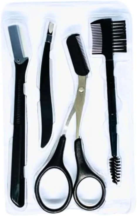 ست کامل اصلاح ابرو برای آقایان و بانوان - ست 4 تکه شکل دهی ابرو شامل تیغ، قیچی، موچین و برس - ست حرفه ای اصلاح و شانه موهای صورت ست کامل اصلاح ابرو برای آقایان و بانوان - ست 4 تکه شکل دهی ابرو شامل تیغ، قیچی، موچین و برس - ست حرفه ای اصلاح و شانه موهای صورت