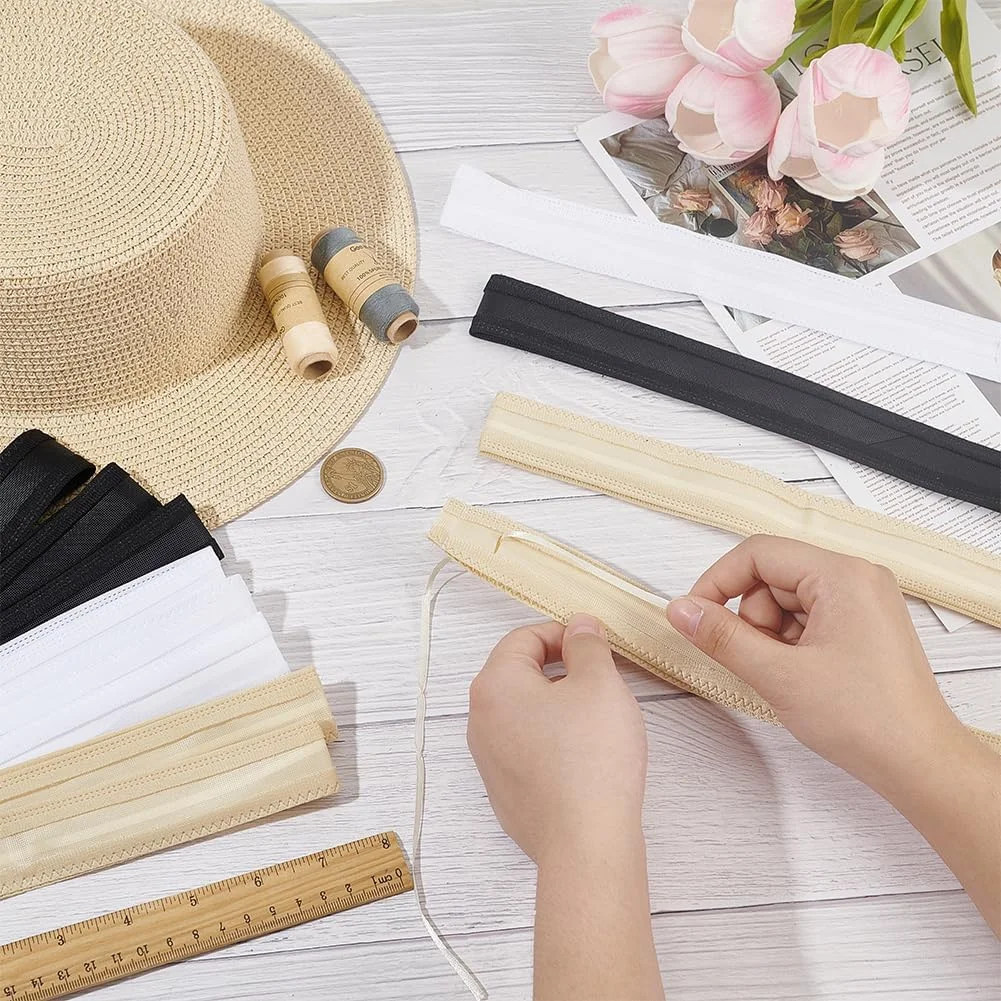 BENECREAT بسته 12 عددی نوار کاهنده سایز کلاه در 3 رنگ، 57.6 x 3 سانتی متر نوار تنظیم سایز کلاه نوارهای فیبری درج سایز کلاه نوار عرق گیر کلاه برای لوازم جانبی خیاطی کلاه، 4 عدد در هر رنگ BENECREAT بسته 12 عددی نوار کاهنده سایز کلاه در 3 رنگ، 57.6 x 3 سانتی متر نوار تنظیم سایز کلاه نوارهای فیبری درج سایز کلاه نوار عرق گیر کلاه برای لوازم جانبی خیاطی کلاه، 4 عدد در هر رنگ