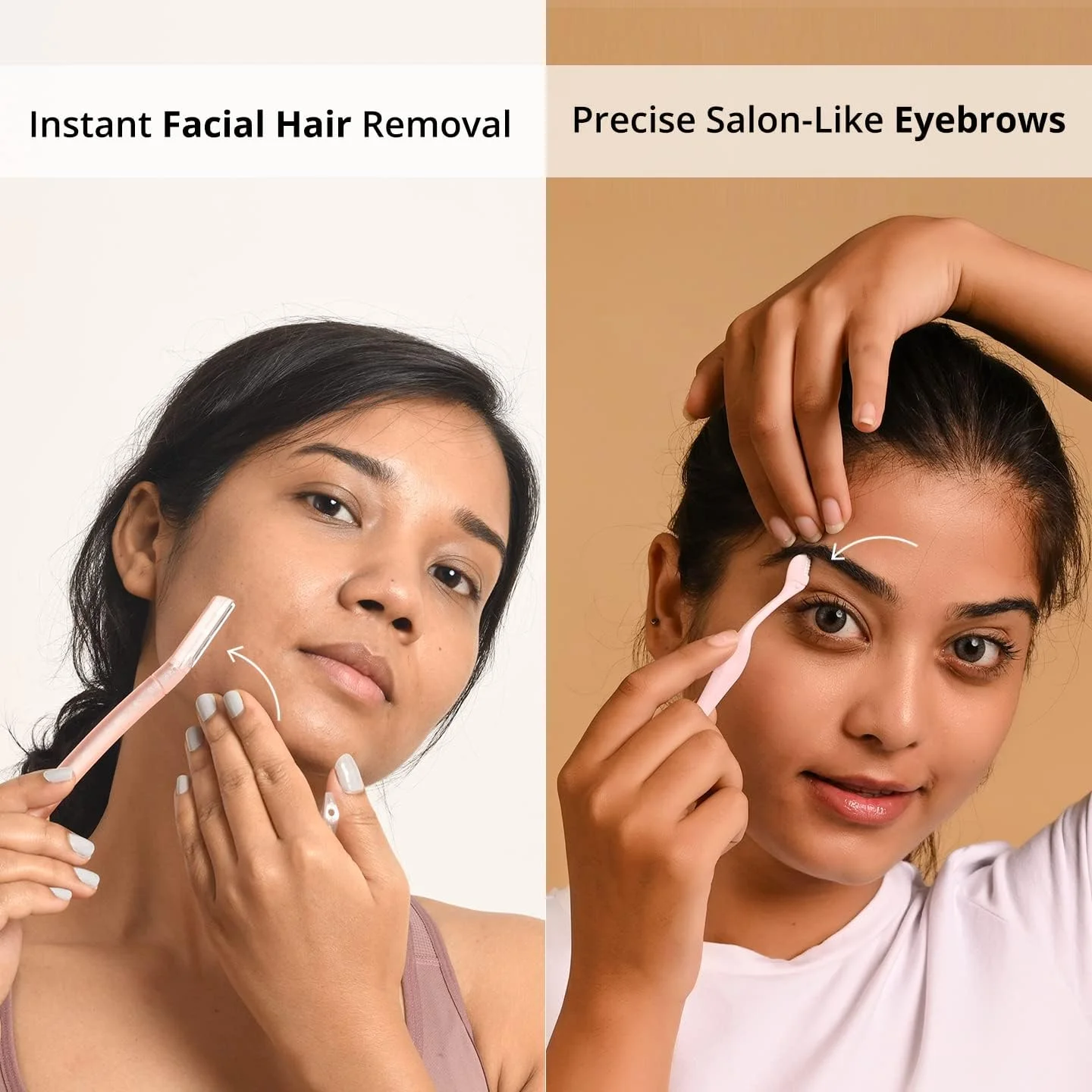 مجموعه اصلاح موی صورت بانوان کارمزی | بسته 1 عدد تیغ صورت و 1 عدد تیغ ابرو | اصلاح فوری و بدون درد مو | ابروها، لب بالا، موهای هلوئی، خط ریش، پیشانی