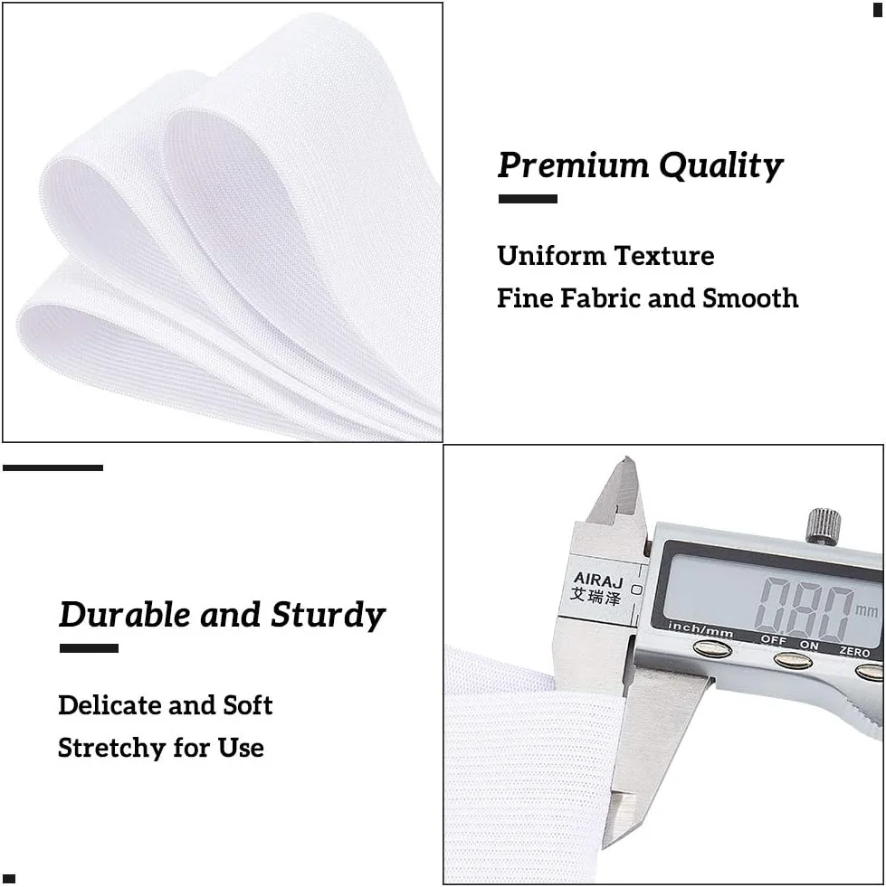 نوار کش بافتنی BENECREAT، عرض 5 سانتی متر، طول 20 متر، نوار کشی تخت الاستیک برای پروژه های خیاطی DIY، ساخت کمر شلوار، سفید نوار کش بافتنی BENECREAT، عرض 5 سانتی متر، طول 20 متر، نوار کشی تخت الاستیک برای پروژه های خیاطی DIY، ساخت کمر شلوار، سفید