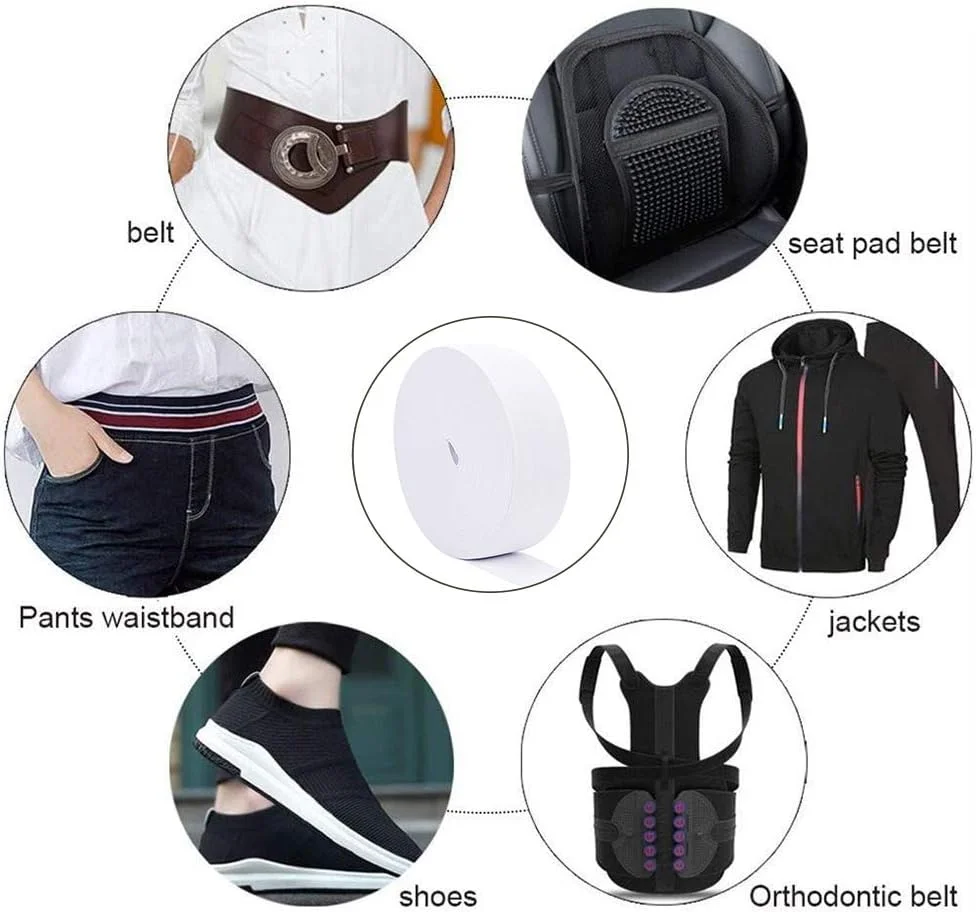 نوار کش بافتنی BENECREAT، عرض 5 سانتی متر، طول 20 متر، نوار کشی تخت الاستیک برای پروژه های خیاطی DIY، ساخت کمر شلوار، سفید نوار کش بافتنی BENECREAT، عرض 5 سانتی متر، طول 20 متر، نوار کشی تخت الاستیک برای پروژه های خیاطی DIY، ساخت کمر شلوار، سفید