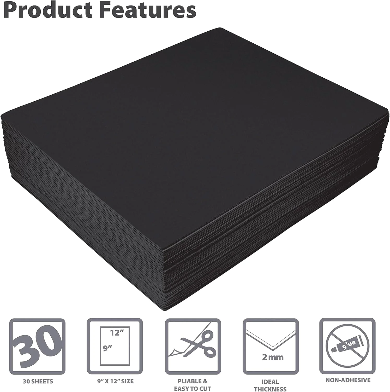 ورق فوم EVA مشکی Better Office Products، بسته 30 عددی، ضخامت 2 میلی متر، 9 x 12 اینچ، رنگ مشکی، برای هنر و صنایع دستی، بسته عمده 30 برگی ورق فوم EVA مشکی Better Office Products، بسته 30 عددی، ضخامت 2 میلی متر، 9 x 12 اینچ، رنگ مشکی، برای هنر و صنایع دستی، بسته عمده 30 برگی