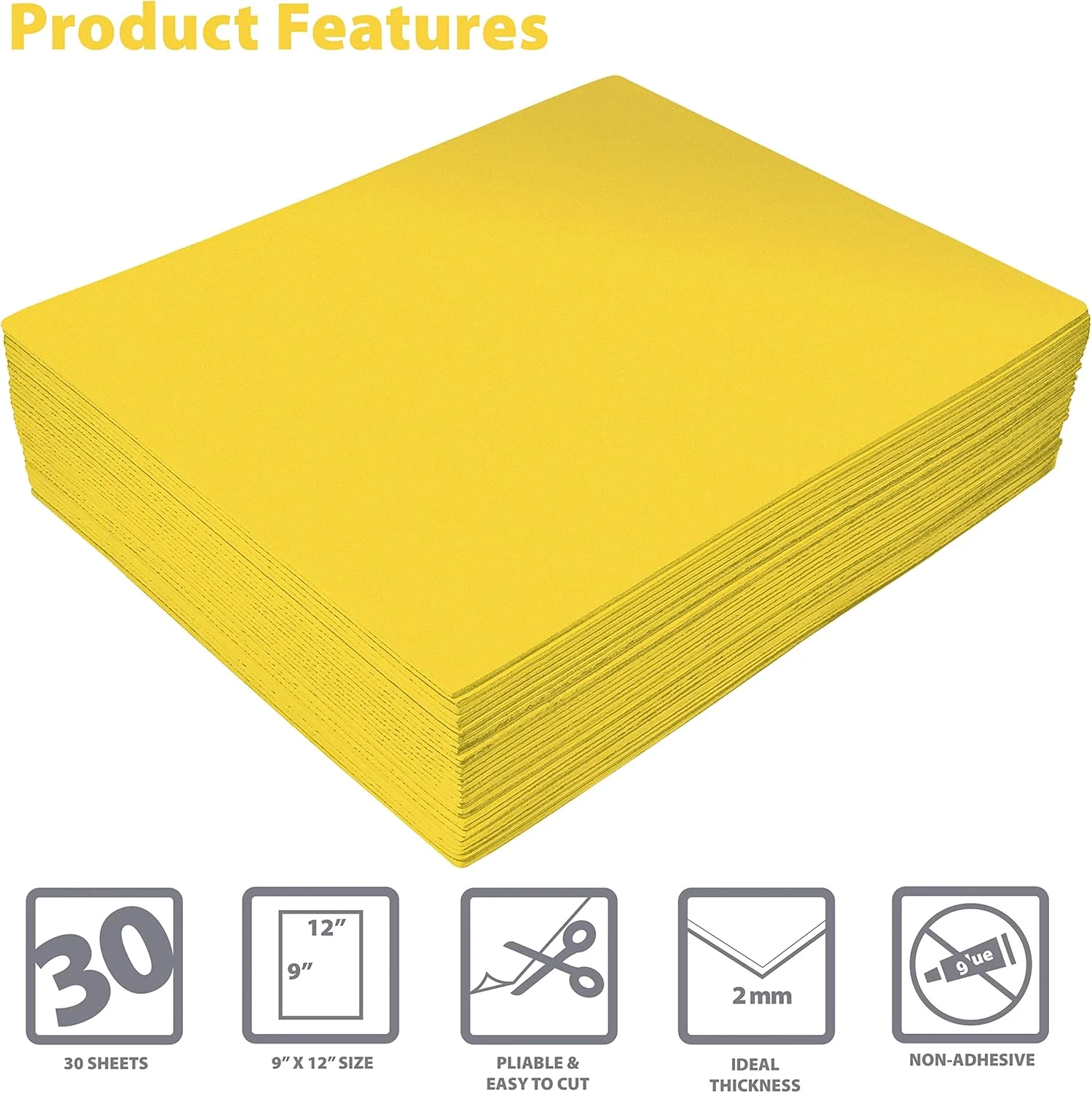 برگه های فوم EVA زرد Better Office Products، بسته 30 عددی، ضخامت 2 میلی متر، 9 x 12 اینچ، رنگ زرد، برای هنر و صنایع دستی، بسته عمده 30 برگی برگه های فوم EVA زرد Better Office Products، بسته 30 عددی، ضخامت 2 میلی متر، 9 x 12 اینچ، رنگ زرد، برای هنر و صنایع دستی، بسته عمده 30 برگی