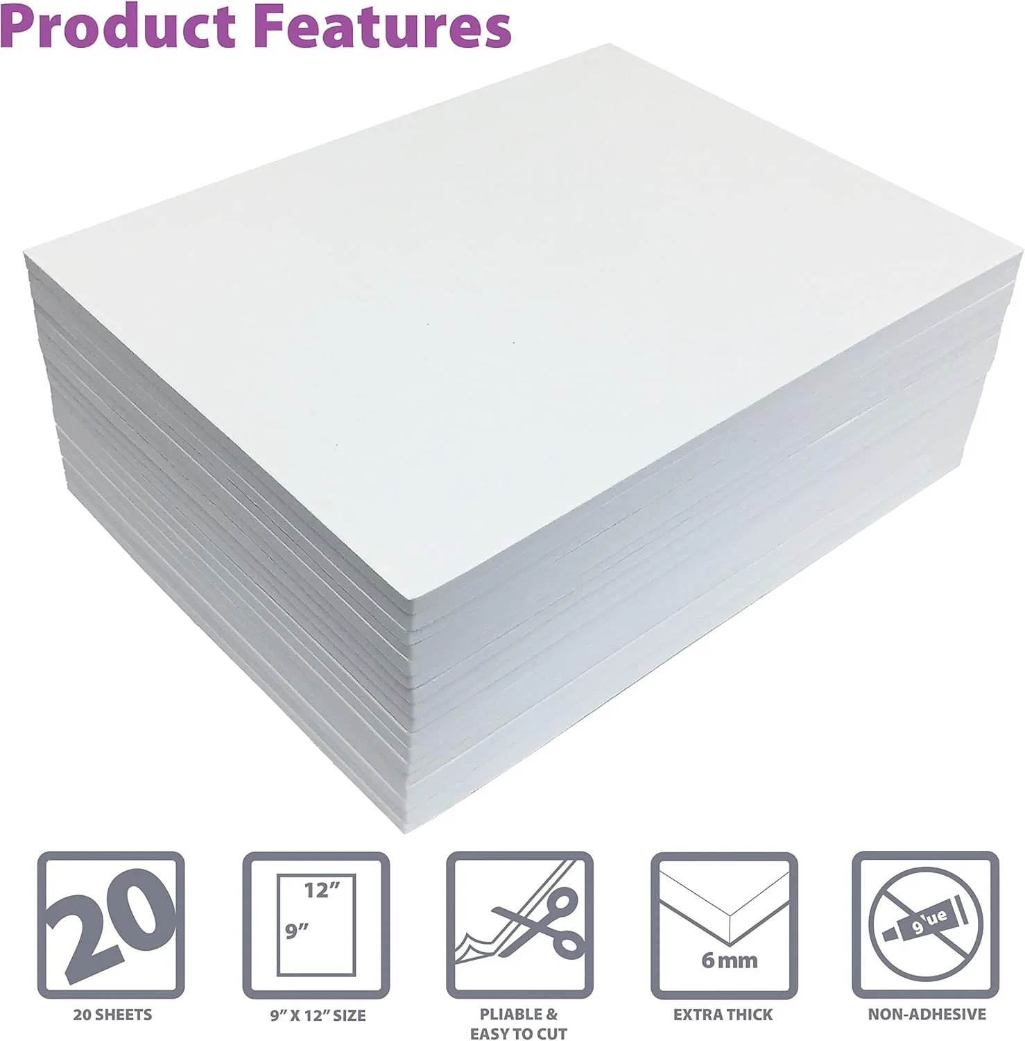 برگه های فوم EVA سفید Better Office Products، بسته 20 عددی، ضخامت فوق العاده 6 میلی متر، 9 × 12 اینچ، رنگ سفید، برای هنر و صنایع دستی، بسته عمده 20 برگی برگه های فوم EVA سفید Better Office Products، بسته 20 عددی، ضخامت فوق العاده 6 میلی متر، 9 × 12 اینچ، رنگ سفید، برای هنر و صنایع دستی، بسته عمده 20 برگی