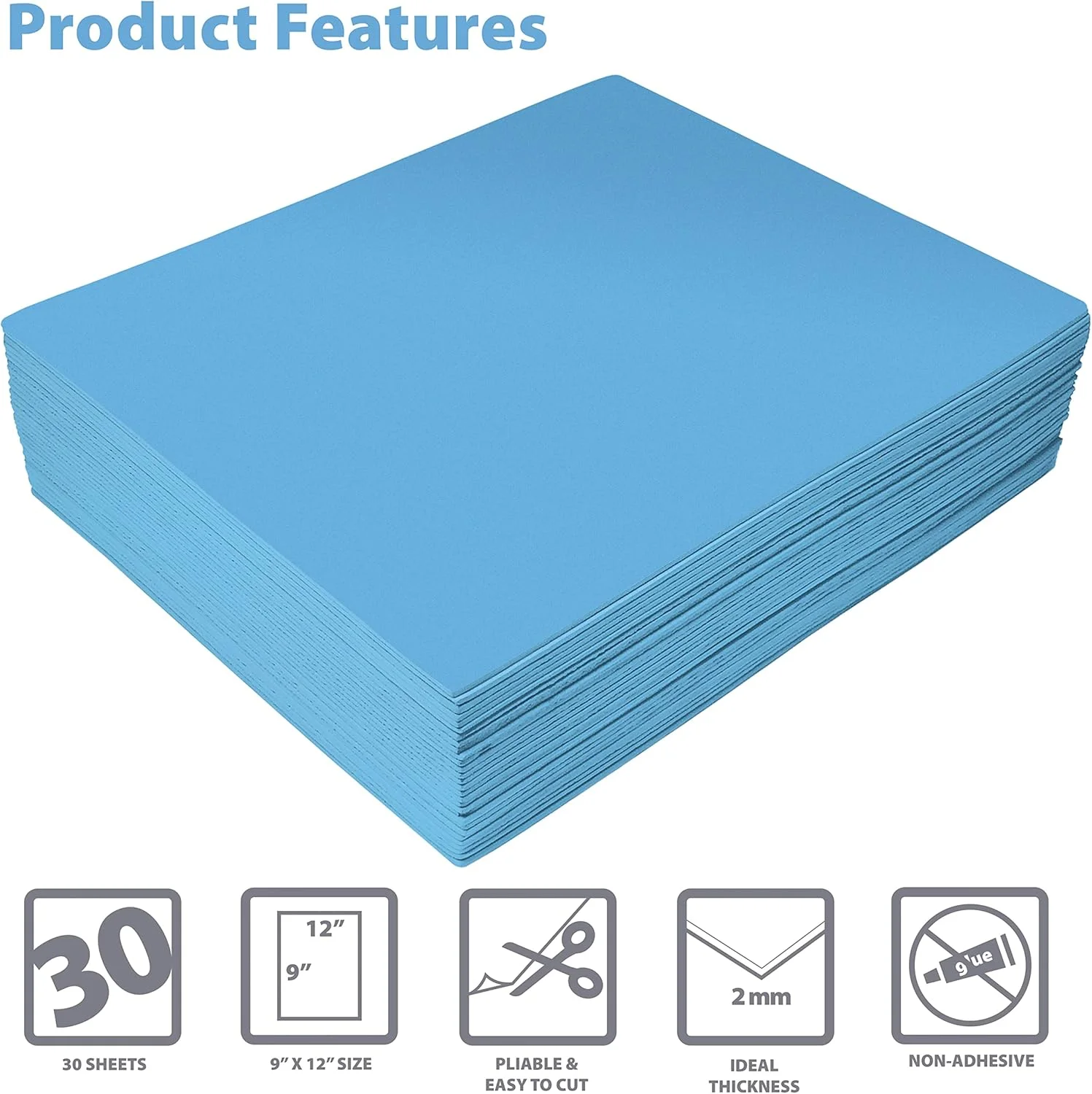 برگه های فوم EVA آبی روشن Better Office Products، بسته 30 عددی، ضخامت 2 میلی متر، 9 × 12 اینچ، رنگ آبی روشن، برای هنر و صنایع دستی، بسته عمده 30 برگی برگه های فوم EVA آبی روشن Better Office Products، بسته 30 عددی، ضخامت 2 میلی متر، 9 × 12 اینچ، رنگ آبی روشن، برای هنر و صنایع دستی، بسته عمده 30 برگی