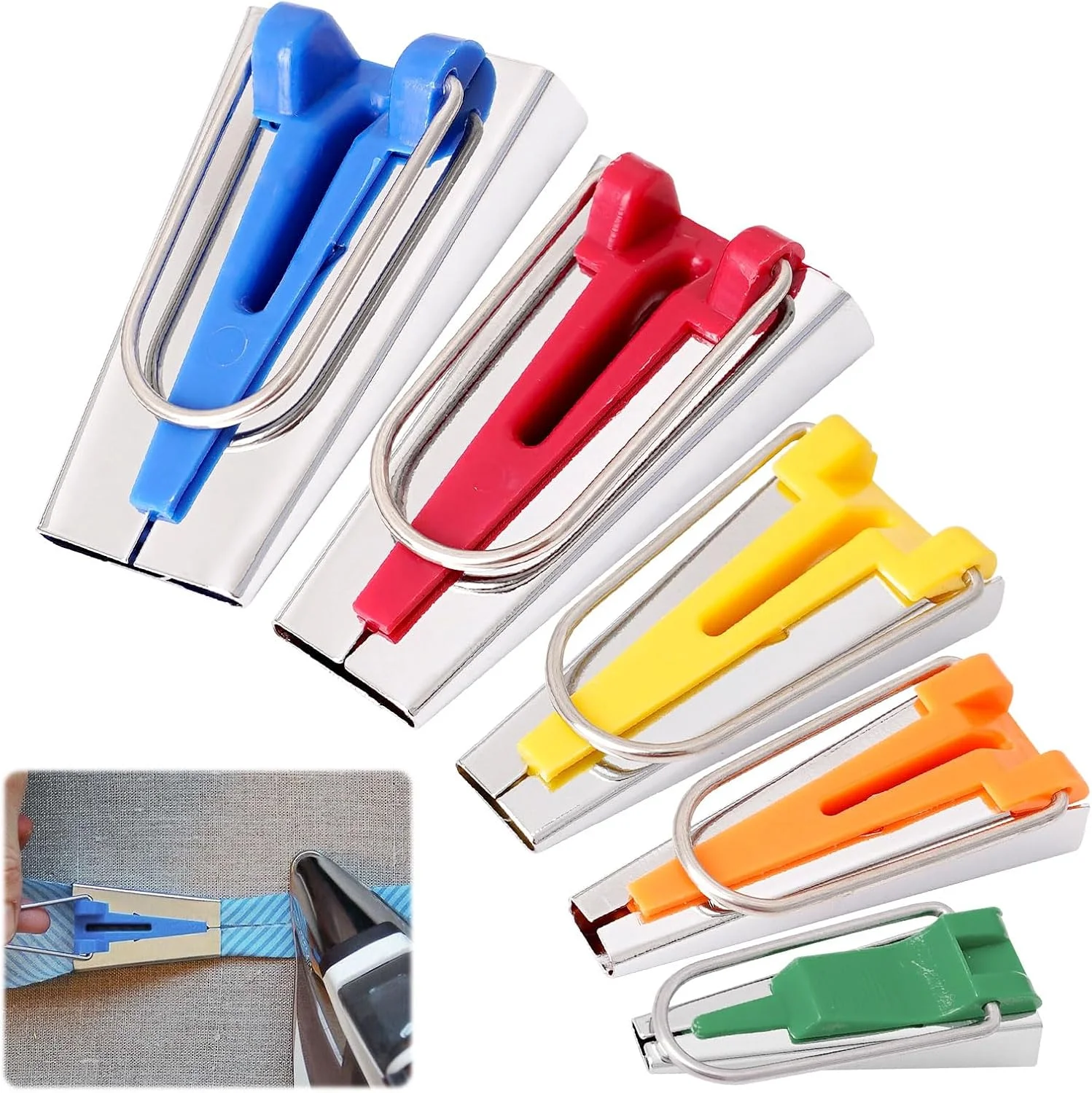 ابزار ساخت نوار اریب پارچه ای، 5 عدد ابزار نوار اریب، ابزار شکل دهی نوار اریب برای خیاطی و تکه دوزی، ابزار ساخت نوار اریب برای لوازم جانبی، لباس، فروشگاه های پوشاک خانگی