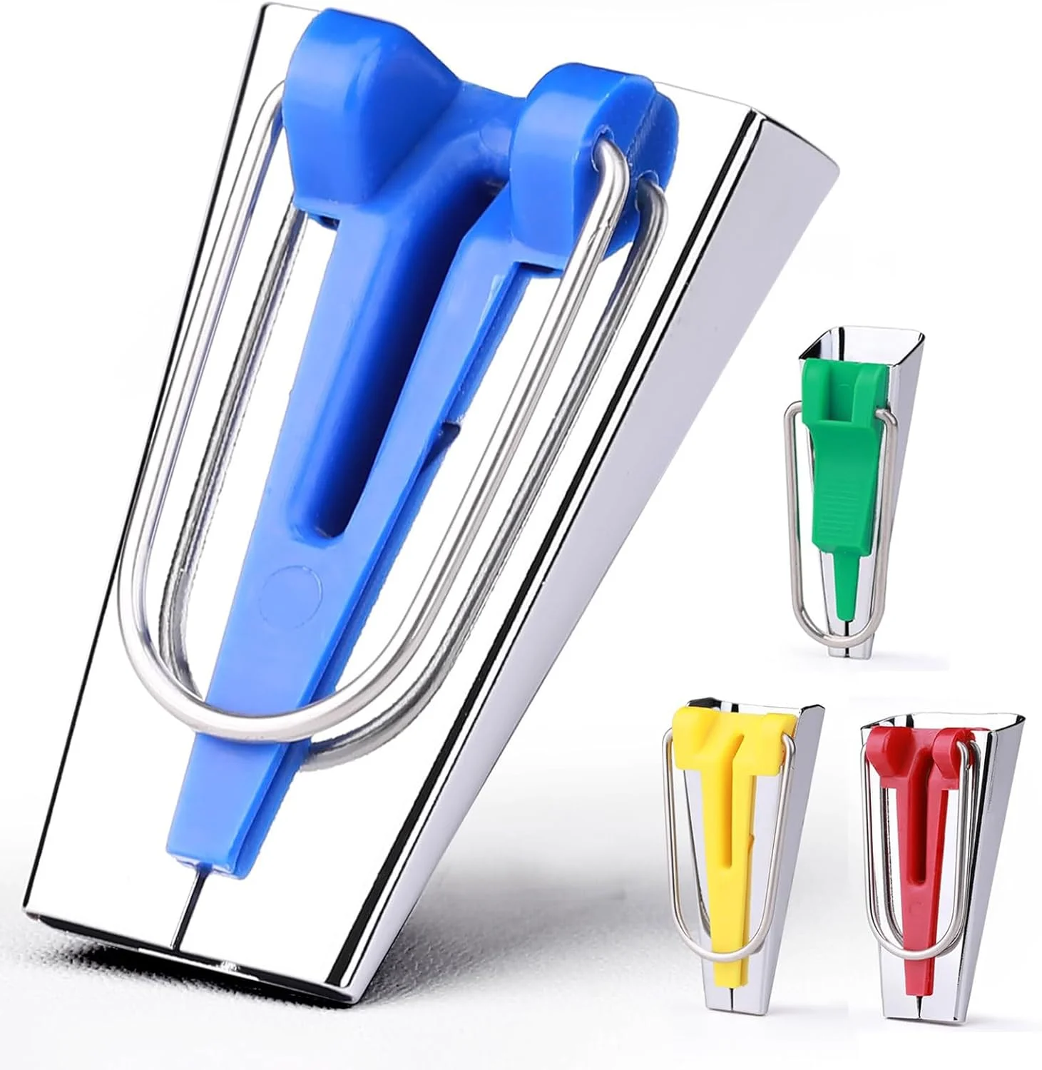 مجموعه دستگاه نوار اریب در 4 سایز، ابزار دوخت نوار اریب پارچه تکی و دوتایی برای لحاف دوزی، خیاطی، کاردستی و سفارشی سازی سریع کیت ابزار لحاف دوزی 1/4" 1/2" 3/4" 1"