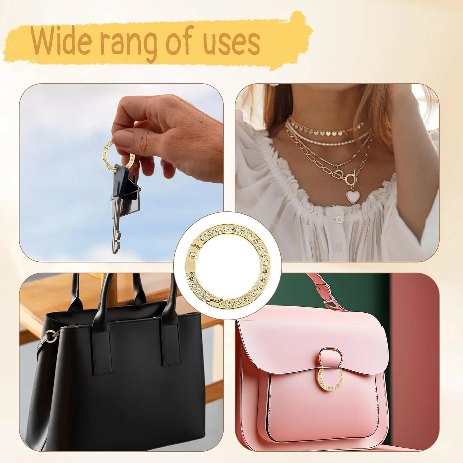 BIGTHREE حلقه جاکلیدی کارابین گرد 4 عددی، جاکلیدی نگین دار، حلقه های فنری طلایی O گیره حلقه جاکلیدی ساده لوازم جانبی DIY برای کیف دستی کیف پول ساخت جاکلیدی ماشین BIGTHREE حلقه جاکلیدی کارابین گرد 4 عددی، جاکلیدی نگین دار، حلقه های فنری طلایی O گیره حلقه جاکلیدی ساده لوازم جانبی DIY برای کیف دستی کیف پول ساخت جاکلیدی ماشین