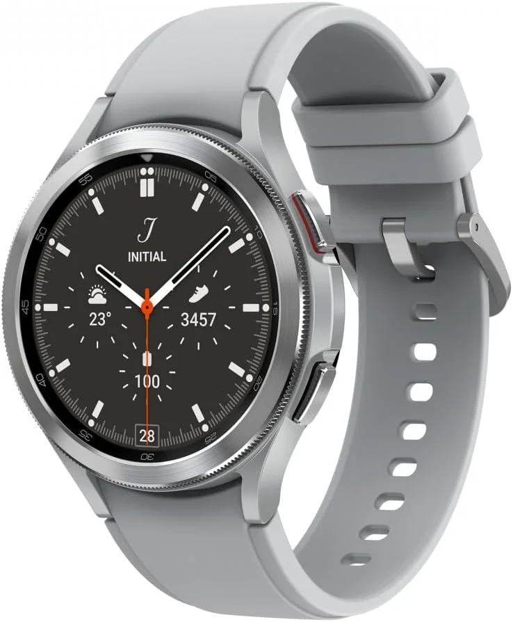 ساعت هوشمند سامسونگ Galaxy Watch4 Classic با صفحه نمایش 3.56 سانتی متر (1.4 اینچ) Super AMOLED 46 میلی متر نقره ای GPS (ماهواره ای)