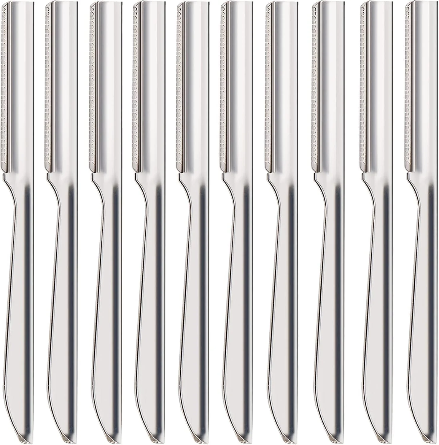 تیغ ابرو Defsedar، بسته 10 عددی، تیغ اصلاح صورت زنانه، موزن ابرو، ابزار شکل دهی درماپلنینگ با پوشش، استیل ضد زنگ نقره ای تیغ ابرو Defsedar، بسته 10 عددی، تیغ اصلاح صورت زنانه، موزن ابرو، ابزار شکل دهی درماپلنینگ با پوشش، استیل ضد زنگ نقره ای