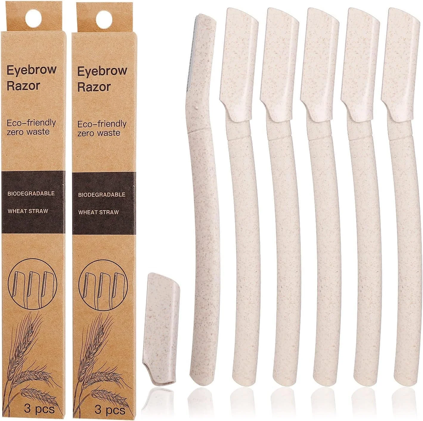 تیغ های درماپلنینگ صورت، 6 عدد تیغ ابرو از جنس کاه گندم، موبر کرکی هلویی صورت، تیغ صورت زنانه