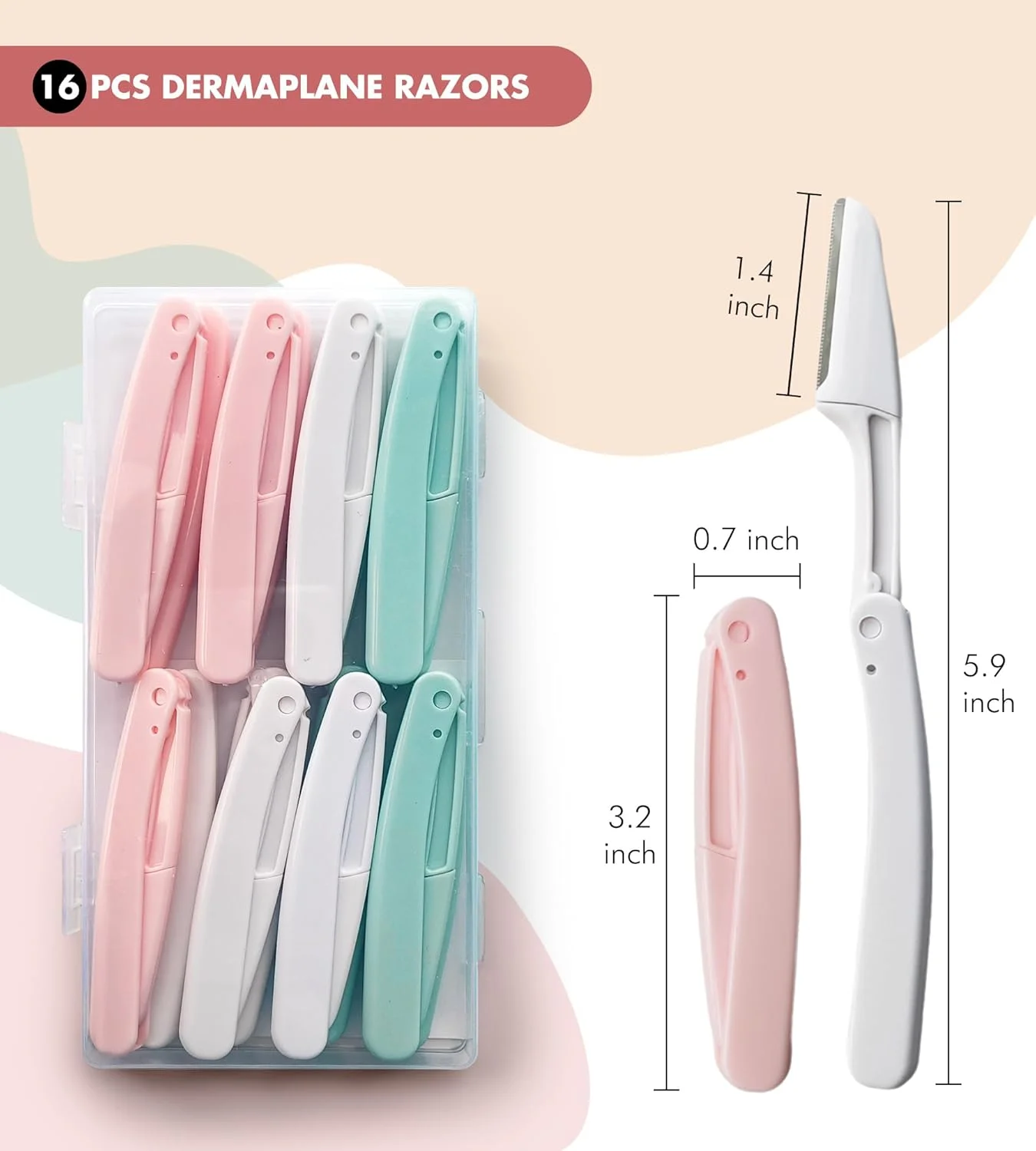 ابزار درماپلنینگ (16 عددی) - تیغ درماپلینینگ صورت، تیغ ابرو تاشو برای زنان و مردان، که به لایه برداری و از بین بردن موهای کرکی کمک می کند - صاف کننده پوست