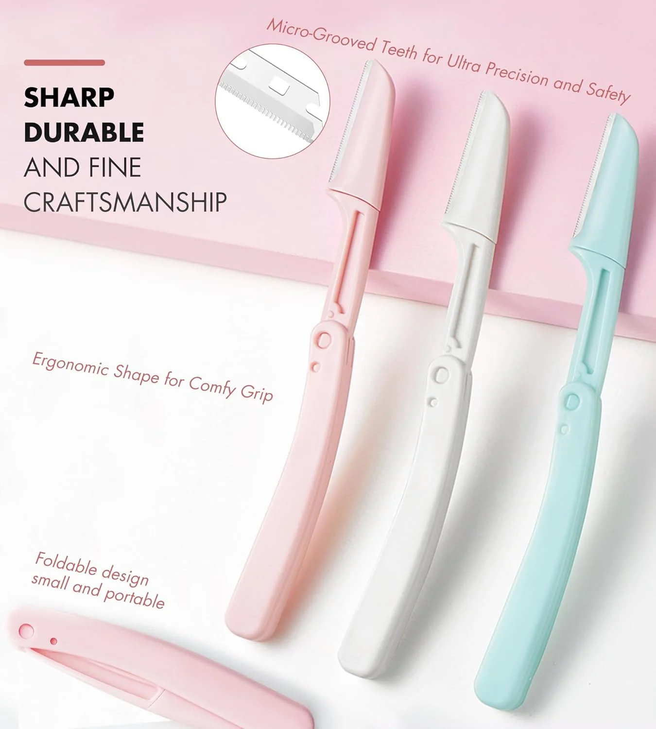 ابزار درماپلنینگ (16 عددی) - تیغ درماپلینینگ صورت، تیغ ابرو تاشو برای زنان و مردان، که به لایه برداری و از بین بردن موهای کرکی کمک می کند - صاف کننده پوست