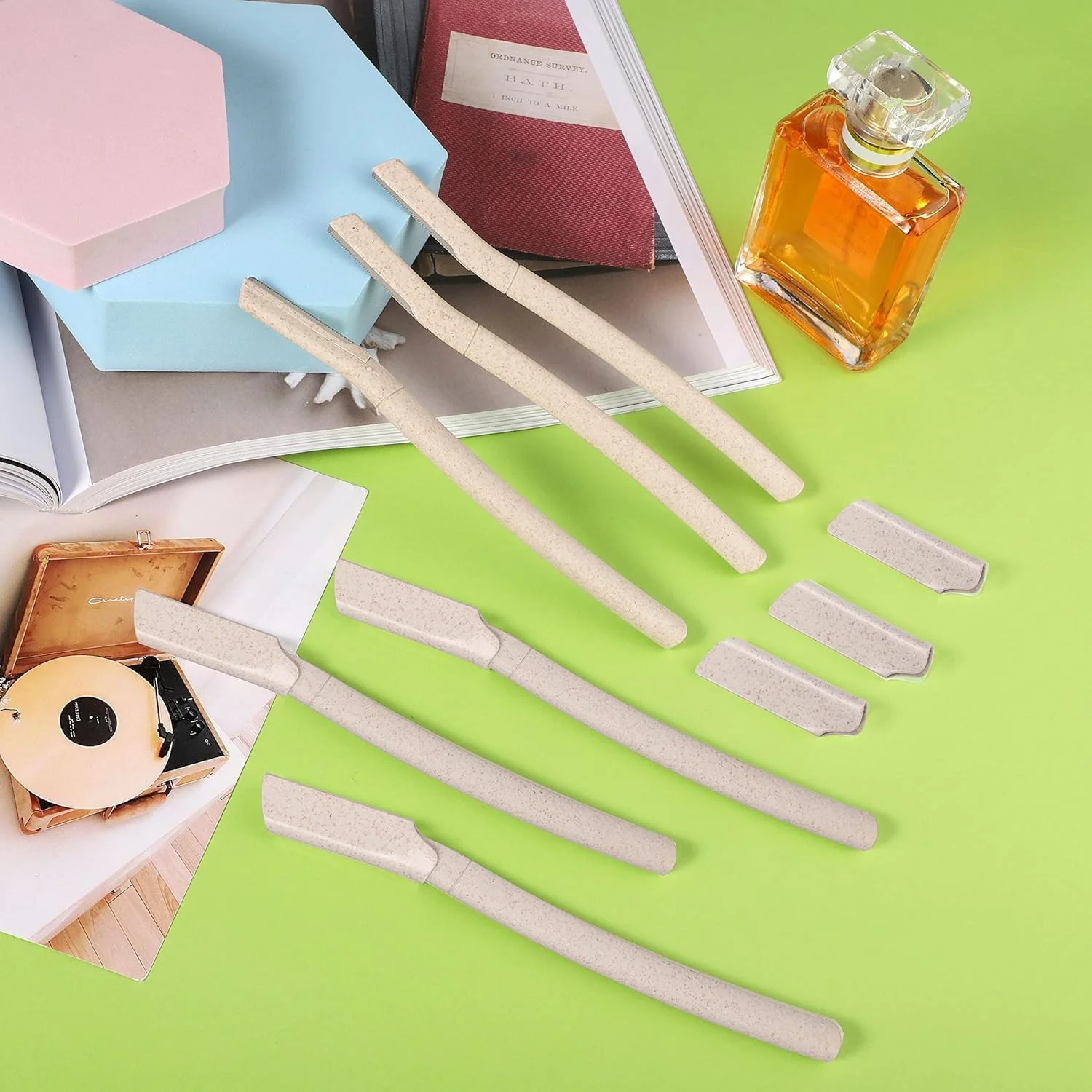 تیغ های درماپلنینگ صورت، 6 عدد تیغ ابرو از جنس کاه گندم، موبر کرکی هلویی صورت، تیغ صورت زنانه