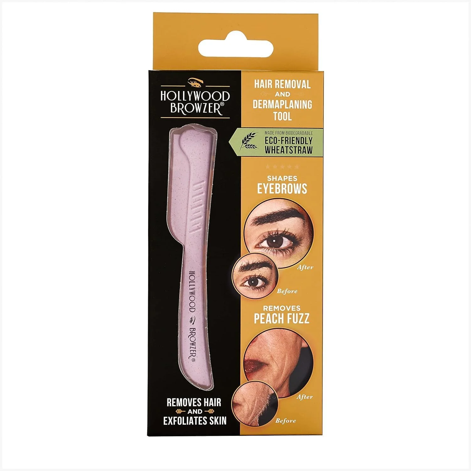 Hollywood Browzer Eyebrow Razor - Facial Hair Remover Shaver Trimmer Shaper | Removing Unwanted Hair | Dermaplaning | Exfoliation | Protective Pouch Included (Rose Quartz) Hollywood Browzer Eyebrow Razor - Facial Hair Remover Shaver Trimmer Shaper | Removing Unwanted Hair | Dermaplaning | Exfoliation | Protective Pouch Included (Rose Quartz)