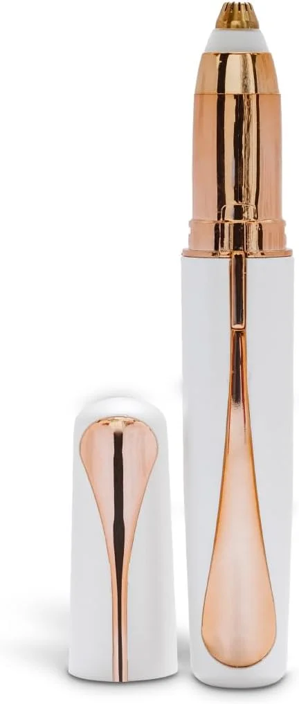 موکن ابرو JML NuYou - حالت دهنده ابرو با سر پیرایش فوق دقیق - تیغ ابرو با روکش طلای 18 عیار ضد حساسیت، موزن های دارای چراغ LED، قابل حمل برای اصلاح سریع در حال حرکت