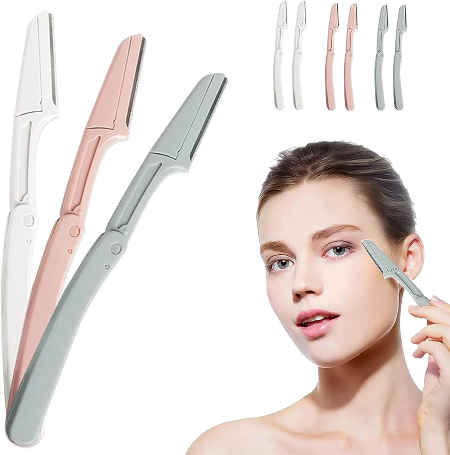 تیغ درماپلین HIHIDAY، بسته 6 عددی ابزار درماپلنینگ لمسی با پوشش دقیق، تیغ صورت زنانه، تیغ ابرو، تیغ صورت، از بین برنده موهای کرکی صورت زنانه