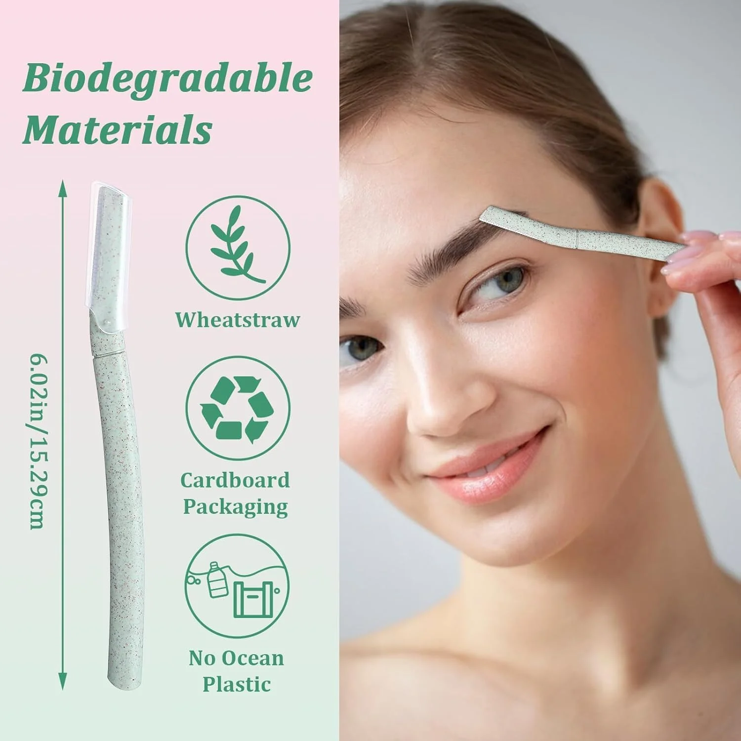 تیغ ابرو 3 عددی HIQUAY برای زنان و مردان، تیغ درماپلنینگ صورت، موبر صورت، از بین برنده کرک هلو، لایه بردار صورت، سازگار با محیط زیست، مناسب برای کرک هلو، چانه، لب بالا، ابروها