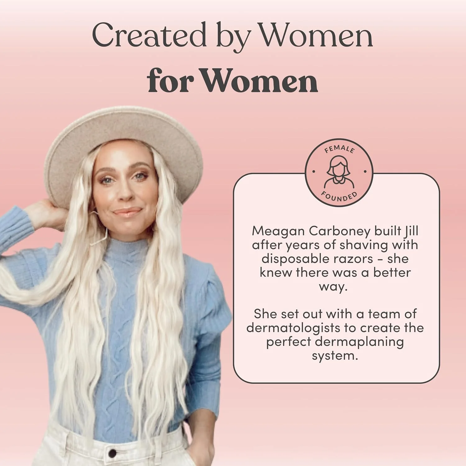 کیت شروع تیغ درماپلین Jill برای زنان | کیت درماپلنینگ حذف موهای صورت شامل 1 دسته Jill، 2 تیغ درماپلین برای پوست حساس و پارچه تمیز کننده | دستمال مرطوب روغن جادویی شامل نمی شود