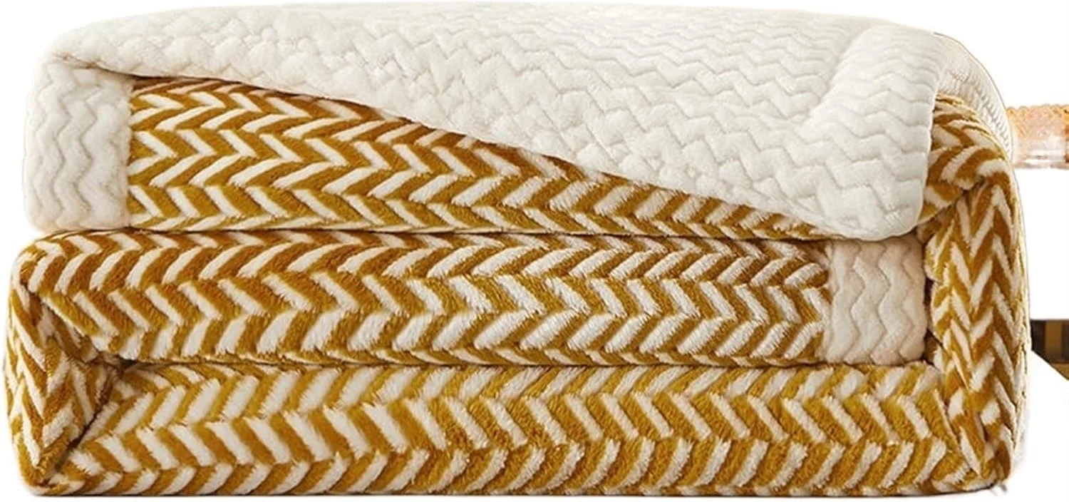 پتو TEDNIDS، پتو گرم و ضخیم، روکش لحاف، پشم مرجانی دو طرفه راه راه، مناسب بزرگسال، مبل زمستانی (150x200 سانتی متر)