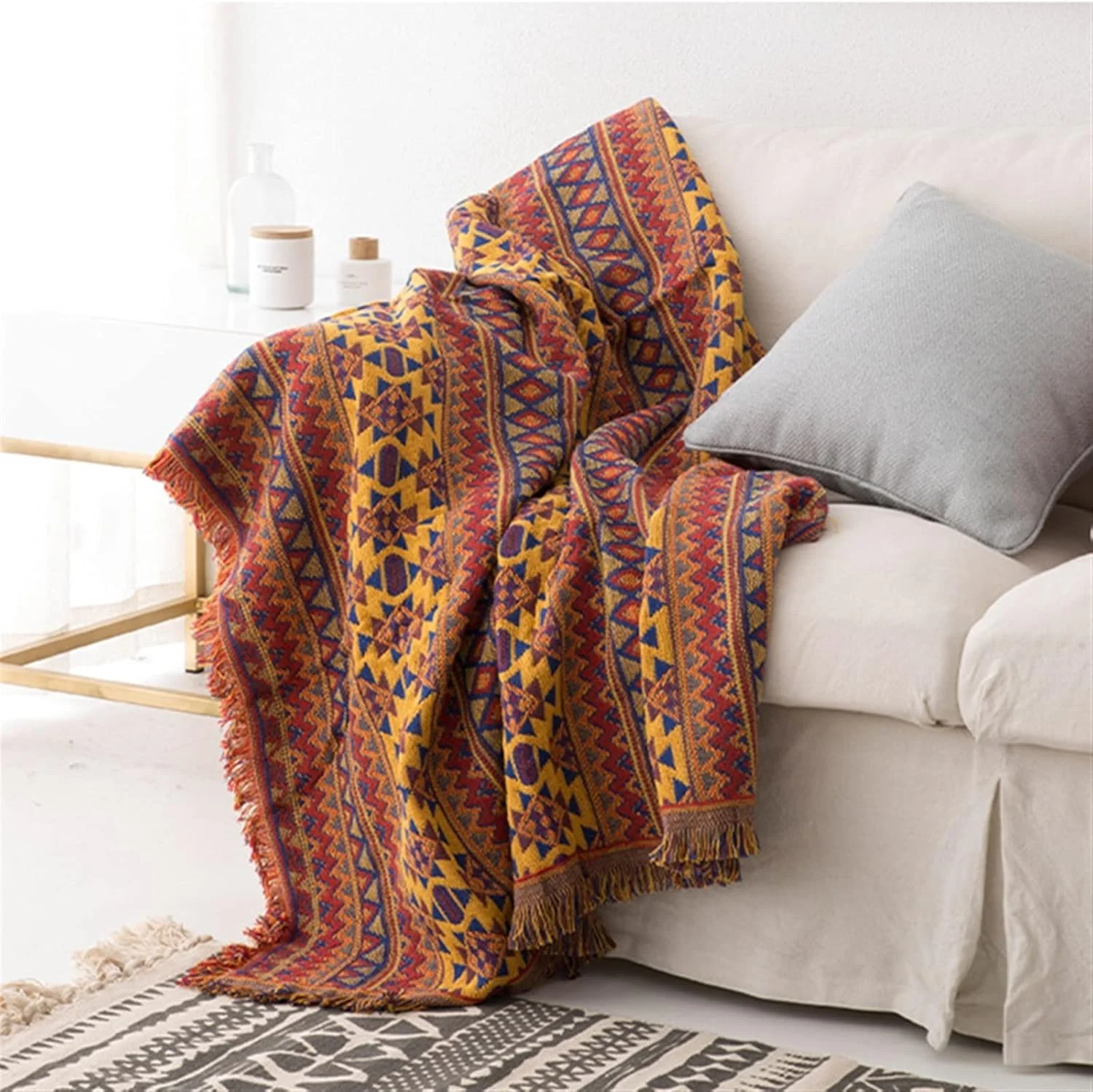 TEDNIDS Throw blanket Latest Blankets Outdoor Rugs Camping Picnic Blanket Decorative Bed Plaid Sofa Linen Mats(90X210cm)