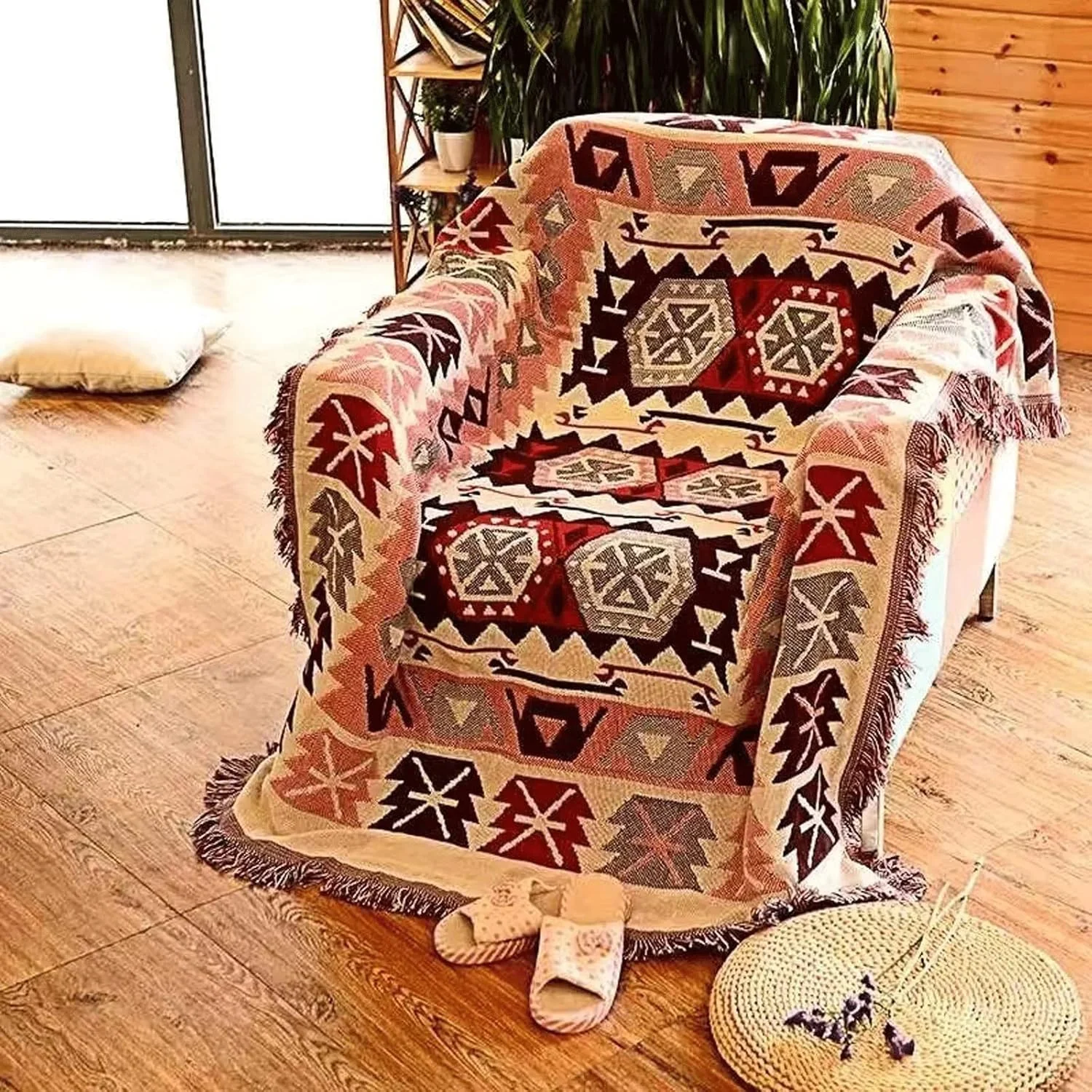 پتو مسافرتی تِدنیدز، مناسب پیک‌نیک، ساحل، تخت، طرح راه راه، کتان، پتوهای مبل چهارخانه، مسافرت (90x90 سانتی متر)