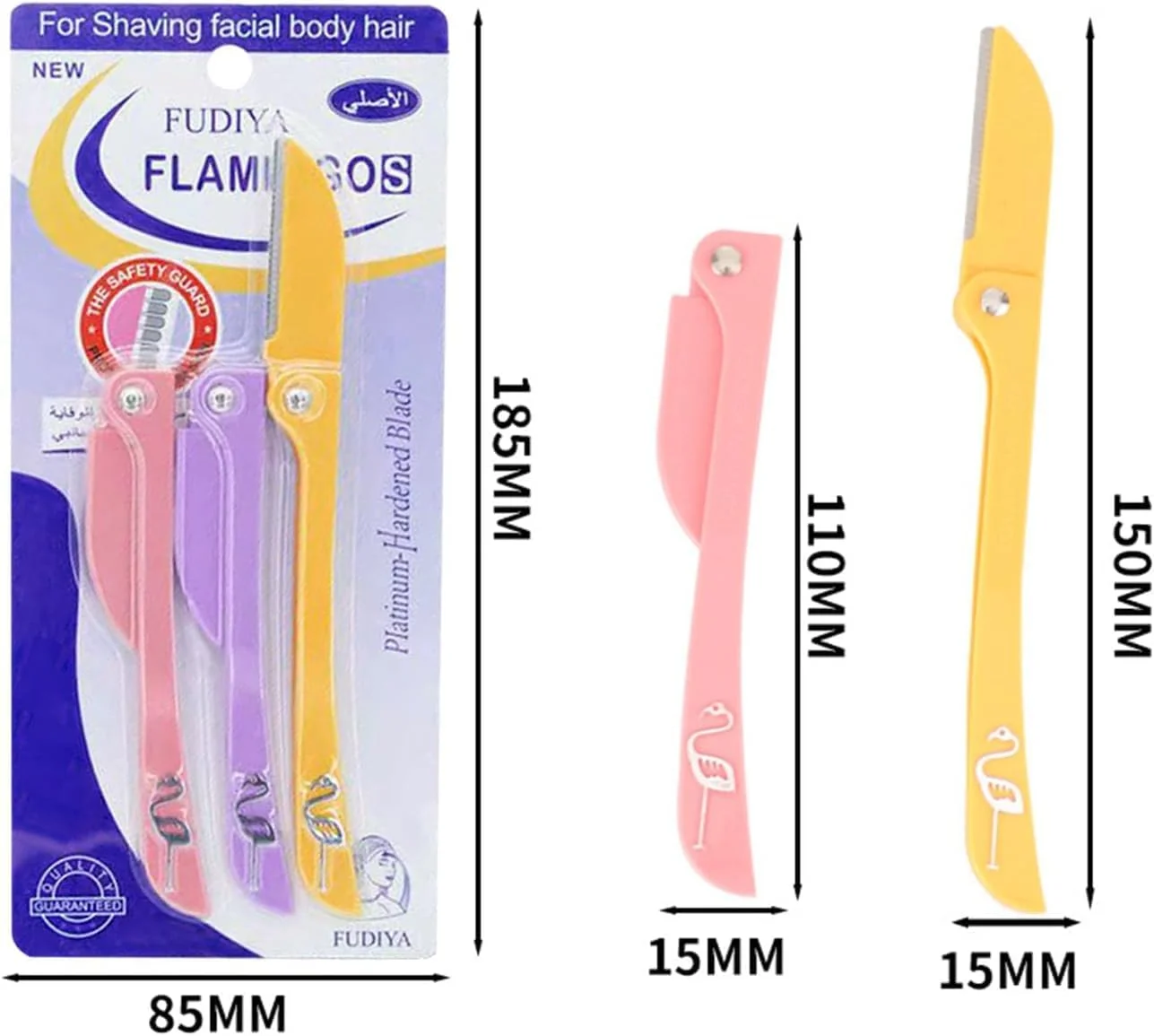 تیغ ابرو زنانه HIQUAY، 3 عددی، حالت دهنده ابرو تاشو، ابزار درماپلنینگ برای از بین بردن ایمن و آسان موهای صورت، لایه برداری صورت، از بین بردن موهای صورت و اصلاح بدن