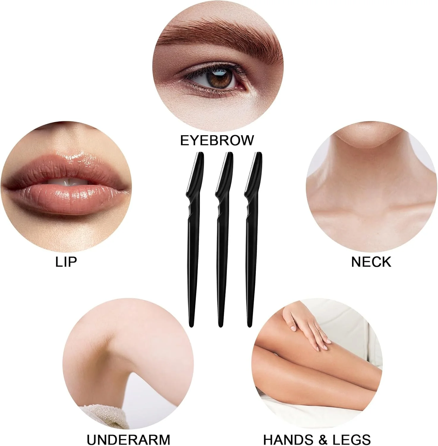 تیغ ابرو HFATMOS بسته 12 عددی، تیغ صورت چند منظوره، ابزار لایه برداری درماپلنینگ، موزن ابرو با پوشش ایمنی، از بین بردن موهای صورت برای استفاده خانم ها و آقایان (مشکی)