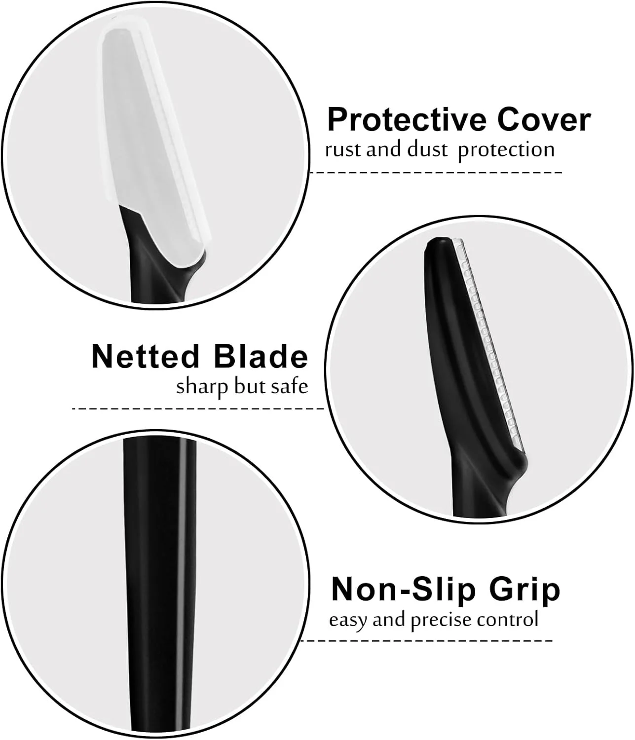 تیغ ابرو HFATMOS بسته 12 عددی، تیغ صورت چند منظوره، ابزار لایه برداری درماپلنینگ، موزن ابرو با پوشش ایمنی، از بین بردن موهای صورت برای استفاده خانم ها و آقایان (مشکی)