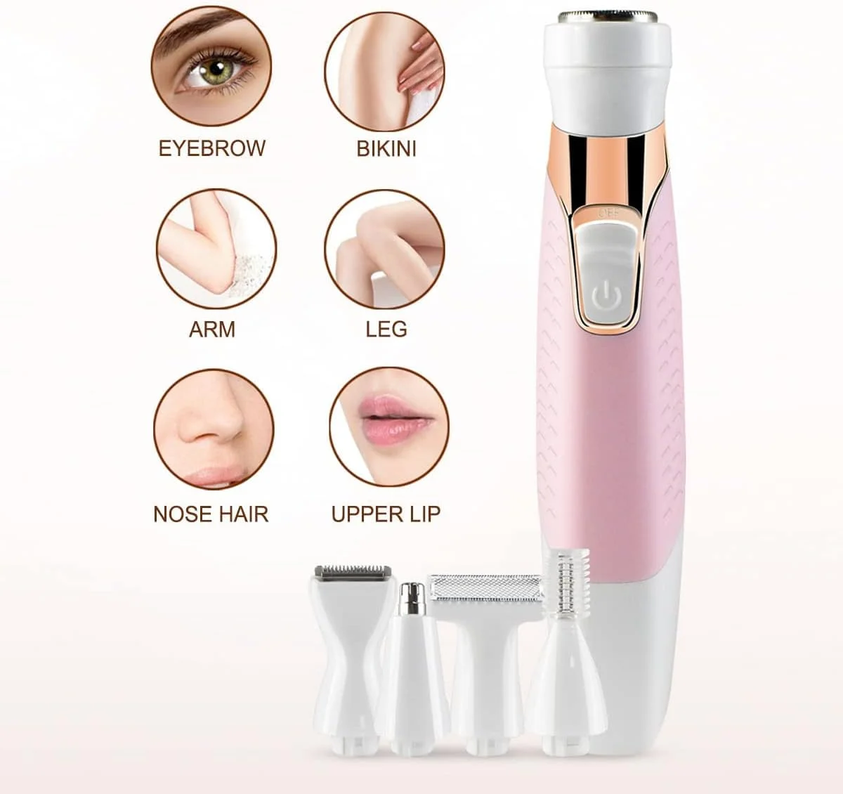 ست تیغ اصلاح برقی KASTWAVE، از بین برنده موهای صورت برای زنان، تیغ ابرو، موزن بینی، اصلاح کننده بدون درد صورت، بدن، بیکینی، چند منظوره، قابل شارژ و ضد آب ست تیغ اصلاح برقی KASTWAVE، از بین برنده موهای صورت برای زنان، تیغ ابرو، موزن بینی، اصلاح کننده بدون درد صورت، بدن، بیکینی، چند منظوره، قابل شارژ و ضد آب