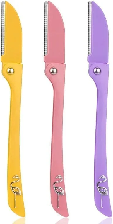 تیغ ابرو زنانه HIQUAY، 3 عددی، حالت دهنده ابرو تاشو، ابزار درماپلنینگ برای از بین بردن ایمن و آسان موهای صورت، لایه برداری صورت، از بین بردن موهای صورت و اصلاح بدن