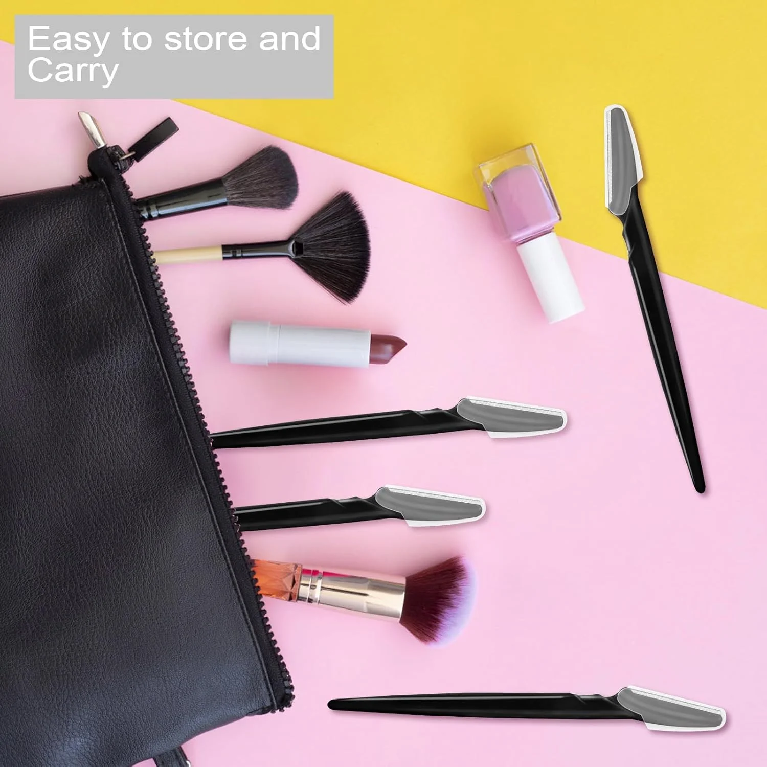 تیغ ابرو HFATMOS بسته 12 عددی، تیغ صورت چند منظوره، ابزار لایه برداری درماپلنینگ، موزن ابرو با پوشش ایمنی، از بین بردن موهای صورت برای استفاده خانم ها و آقایان (مشکی)