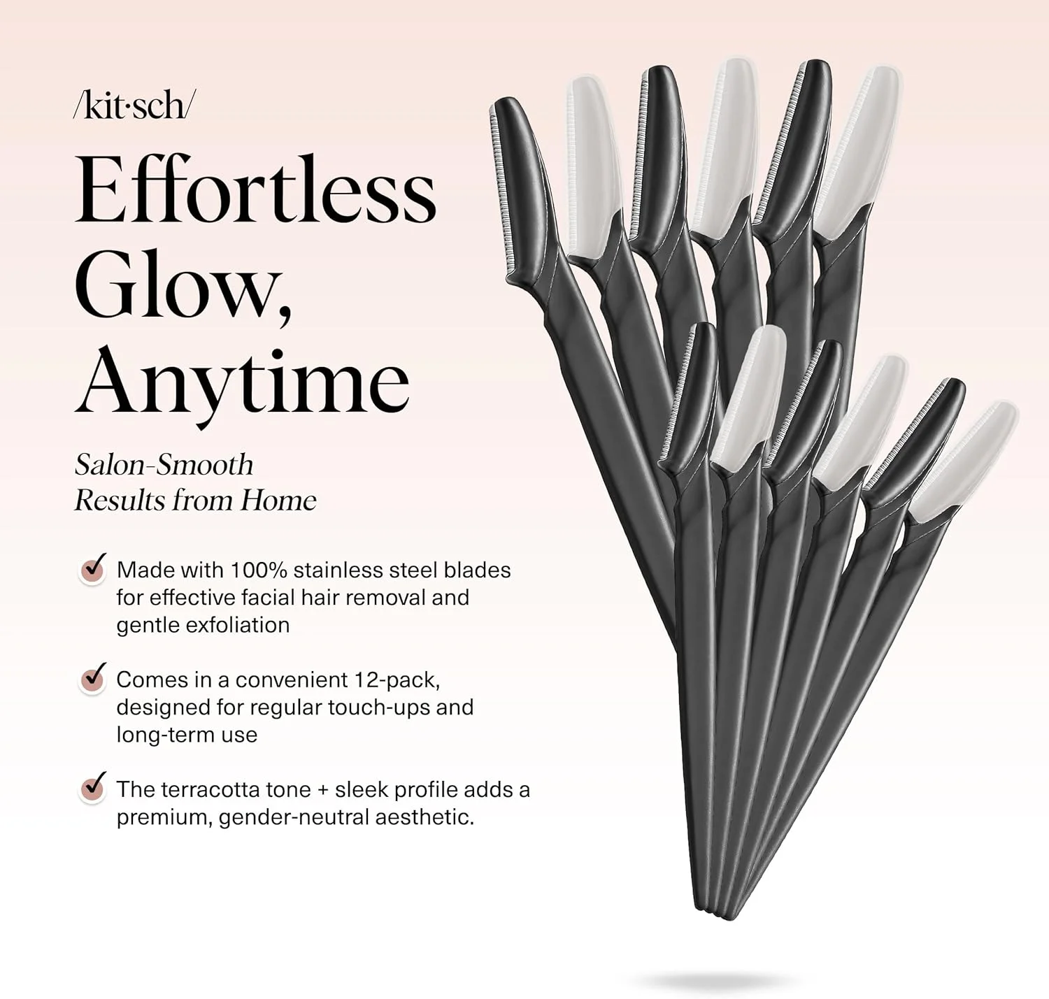 ست ابزار درماپلنینگ حرفه ای کیچ، موبر صورت برای زنان، تیغ ابرو و تیغ صورت برای زنان، بسته 12 عددی