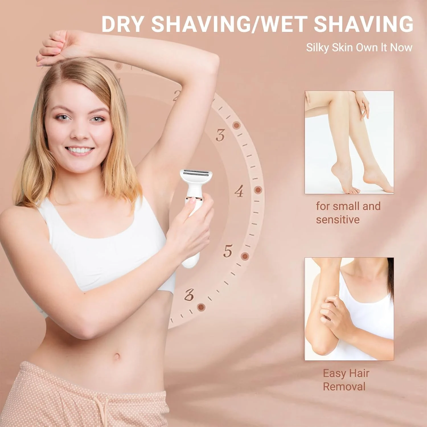 مو زن ابرو LIWEGHT، مو زن بدون درد قابل شارژ USB، ریش تراش برقی چند منظوره 4 در 1 برای زنان - ایده آل برای بیکینی، بینی، ابرو، بدن و خط ریش