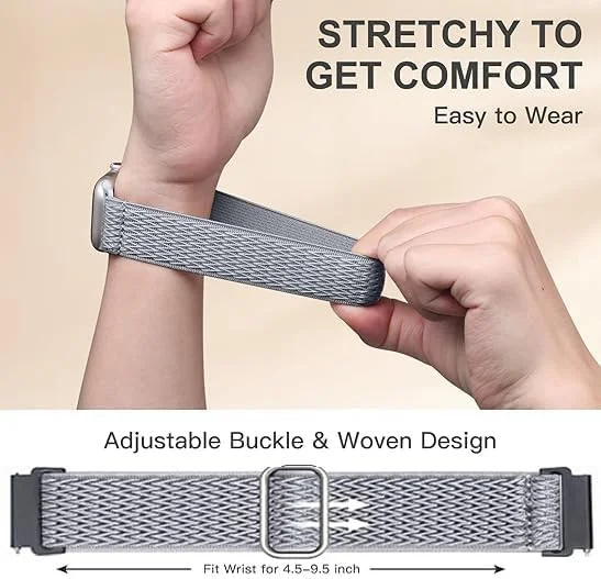 بند ساعت هوشمند Xininyia Y66، بندهای کشی سازگار با بند ساعت هوشمند Zakotu Y66/Jugeman Y66/Coucur Y66، بندهای نایلونی الاستیک تنفسی جایگزین بند مچی قابل تنظیم (بسته 3 عددی)