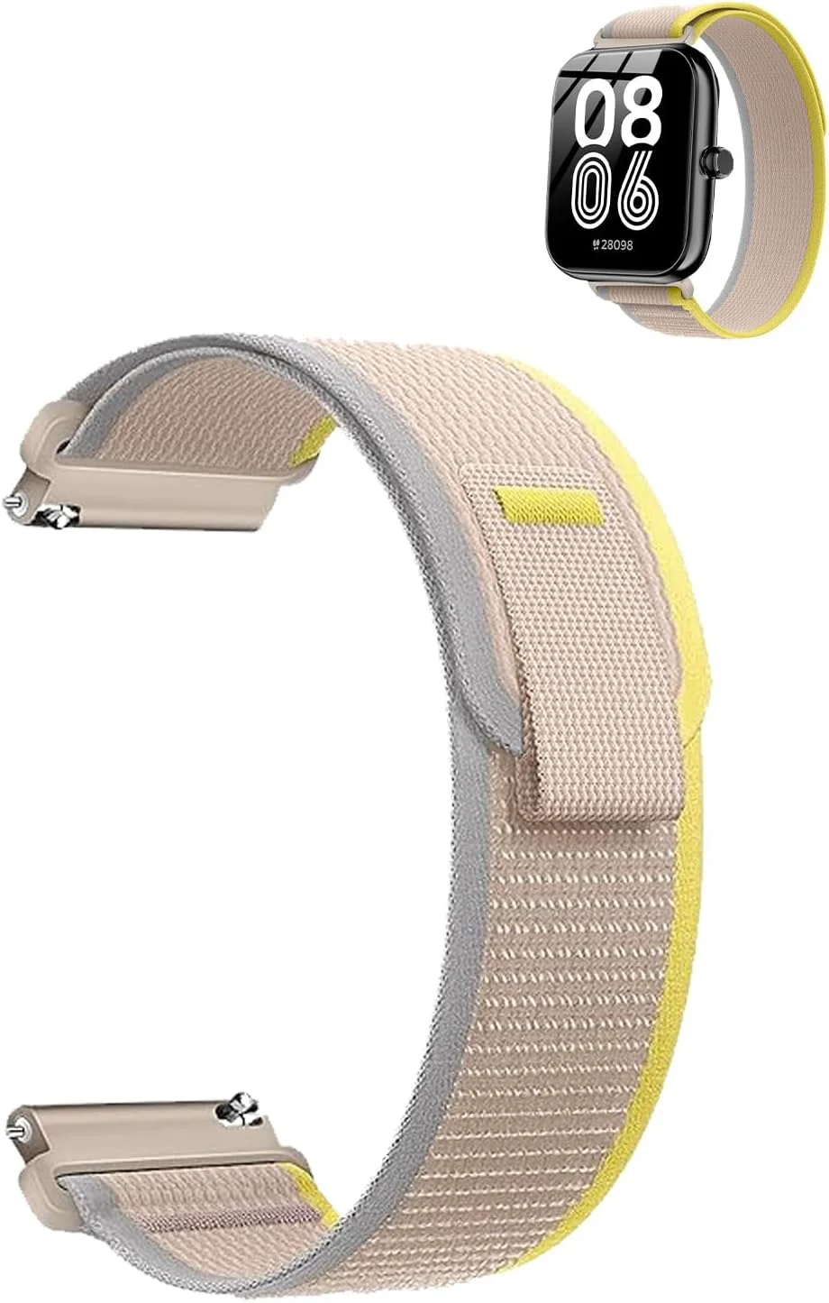 بند YAJOJO برای ساعت هوشمند SENBONO IDW25، بند مچی نایلونی ورزشی برای ساعت هوشمند SENBONO IDW25، بند جایگزین ساعت هوشمند با قابلیت خشک شدن سریع و ضد عرق، بند مچی قابل تنظیم، سفید