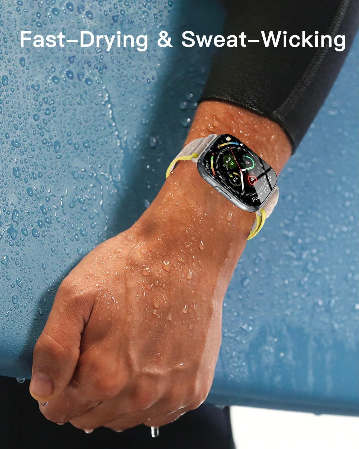 بند YAJOJO برای ساعت هوشمند Cillso T80، بند مچی نایلونی ورزشی برای ساعت هوشمند Cillso T80، بند جایگزین ساعت هوشمند با قابلیت خشک شدن سریع و جذب عرق، بند مچی قابل تنظیم، مشکی